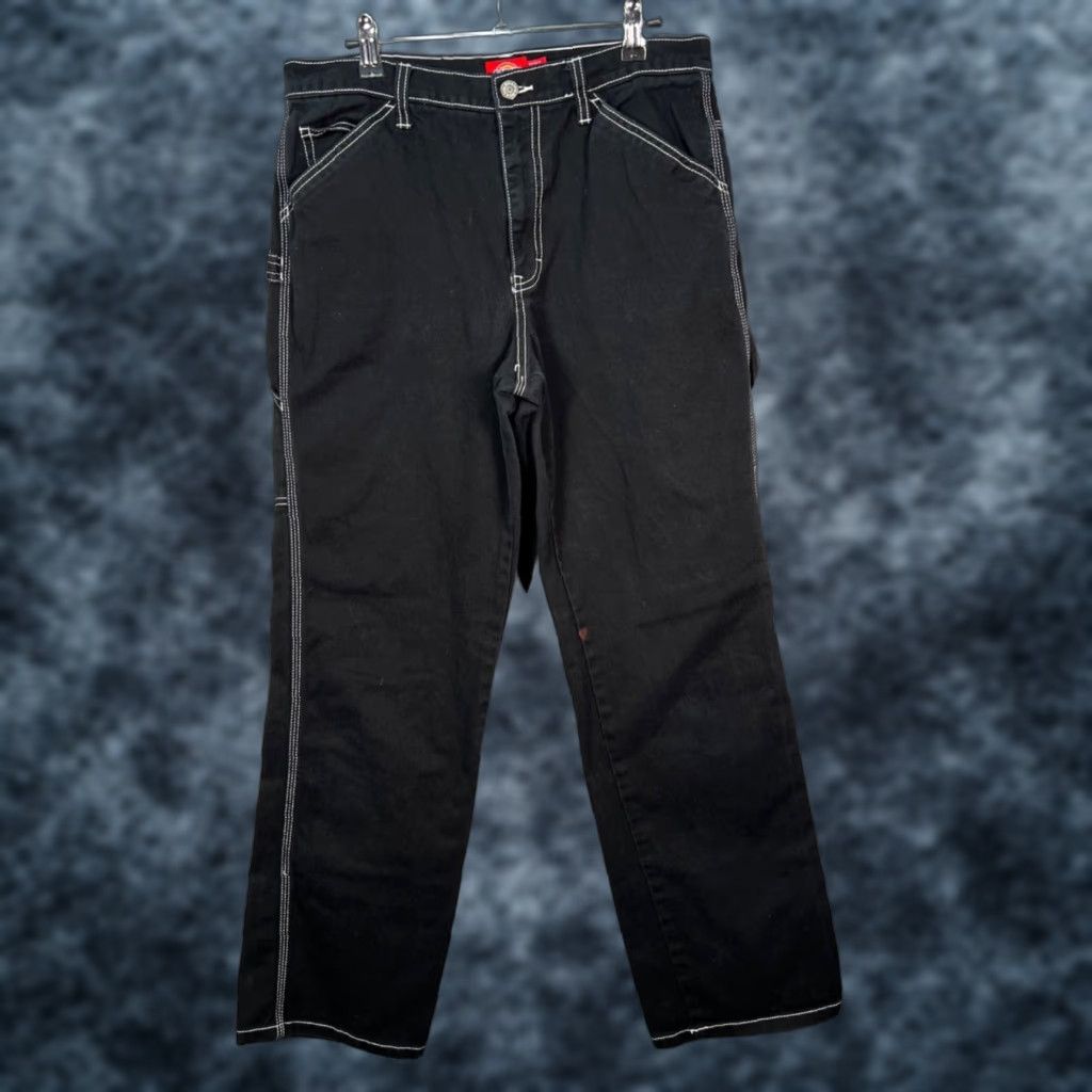 Dickies Dickies Womens Pants 7/28 Black Carpenter Pockets Straight Rise High 31in Inseam Mens Womens Girls Size 28" / US 6 / IT 42 - 1 Thumbnail