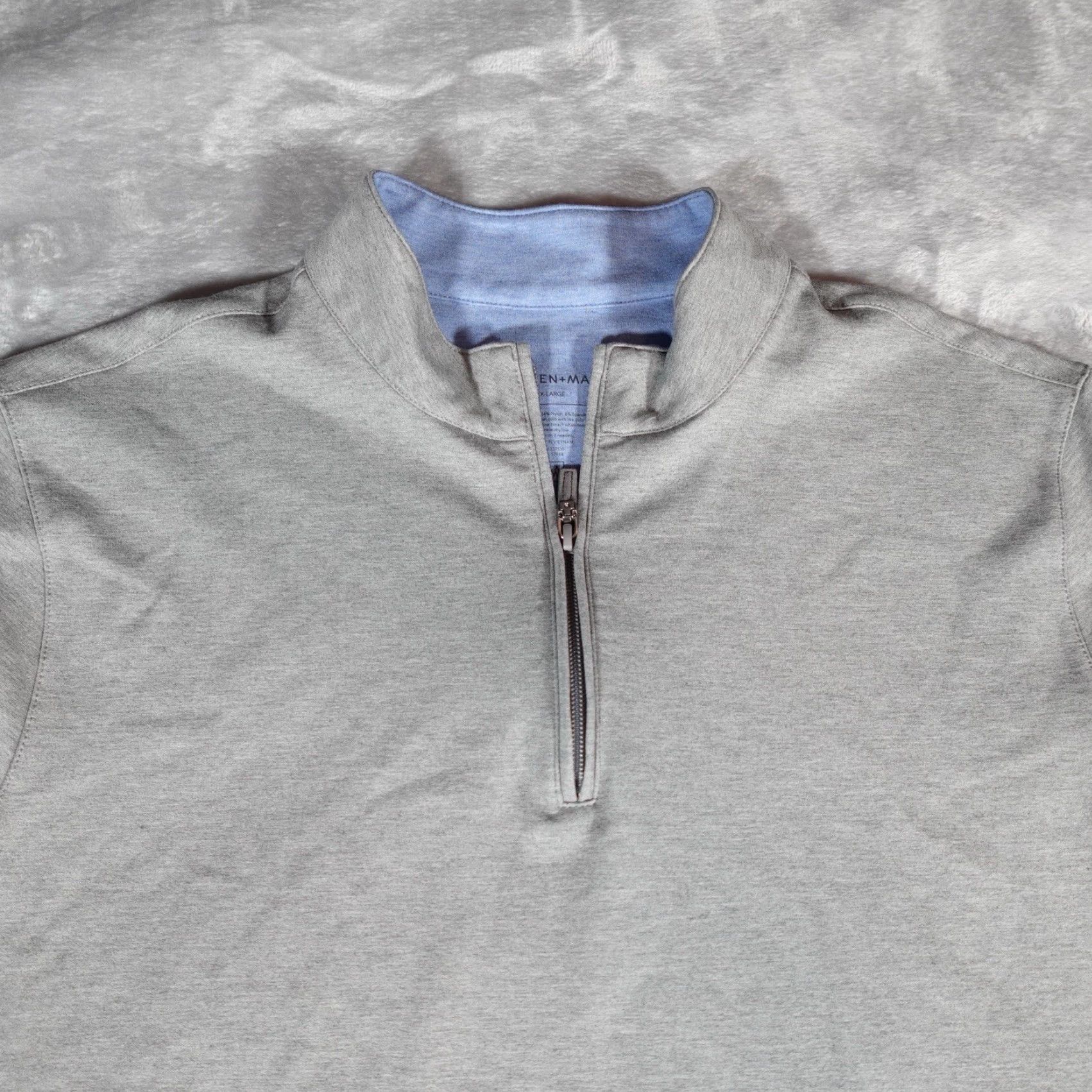 Mizzen+Main Mizzen Main 1/4 Zip Pullover Sweater Mens XL Gray Stretch Athletic Golf Mock Neck Long Sleeve Size US XL / EU 56 / 4 - 2 Thumbnail