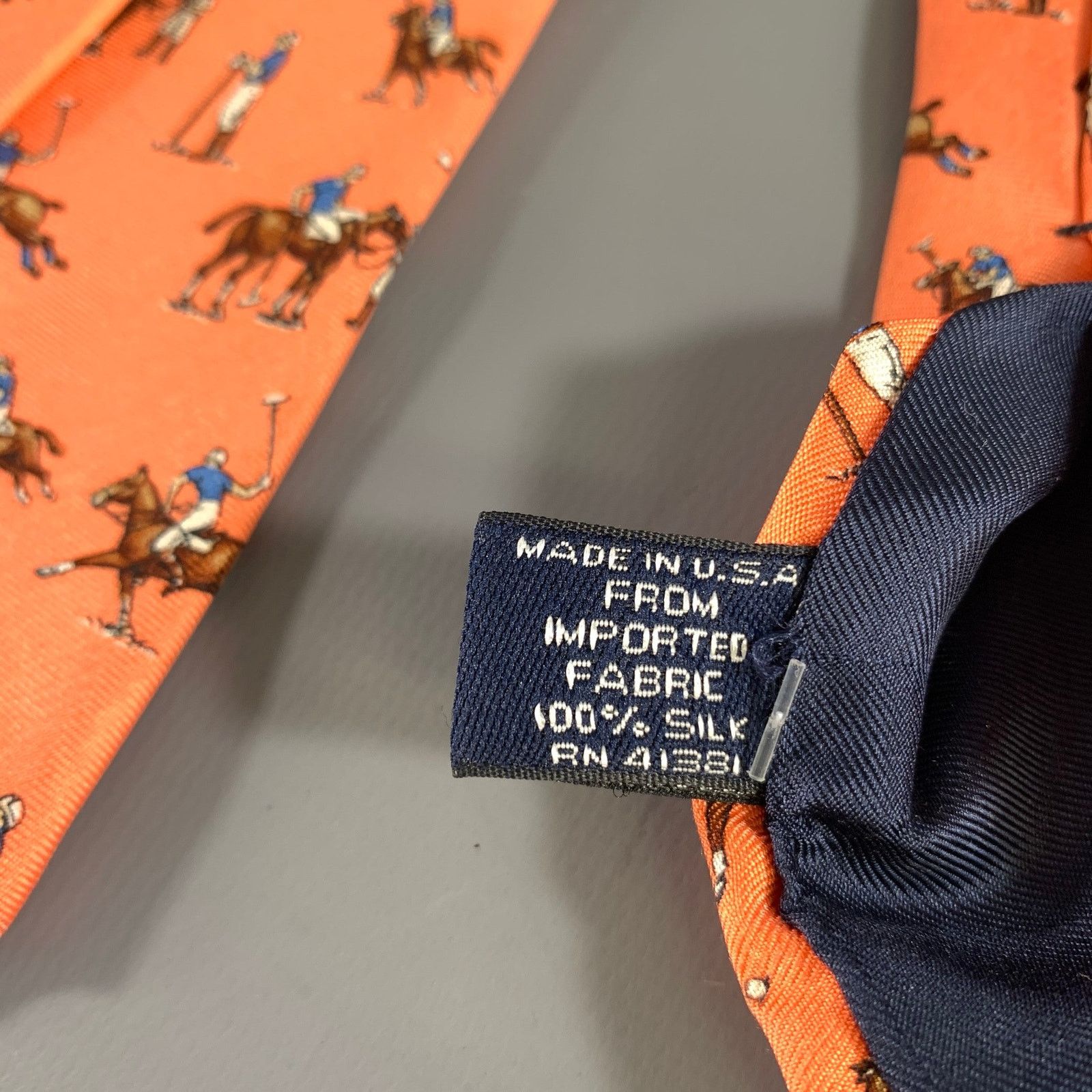 Ralph Lauren Ralph Lauren DOCUMENT Orange base with Horses Silk Tie Size ONE SIZE - 4 Thumbnail