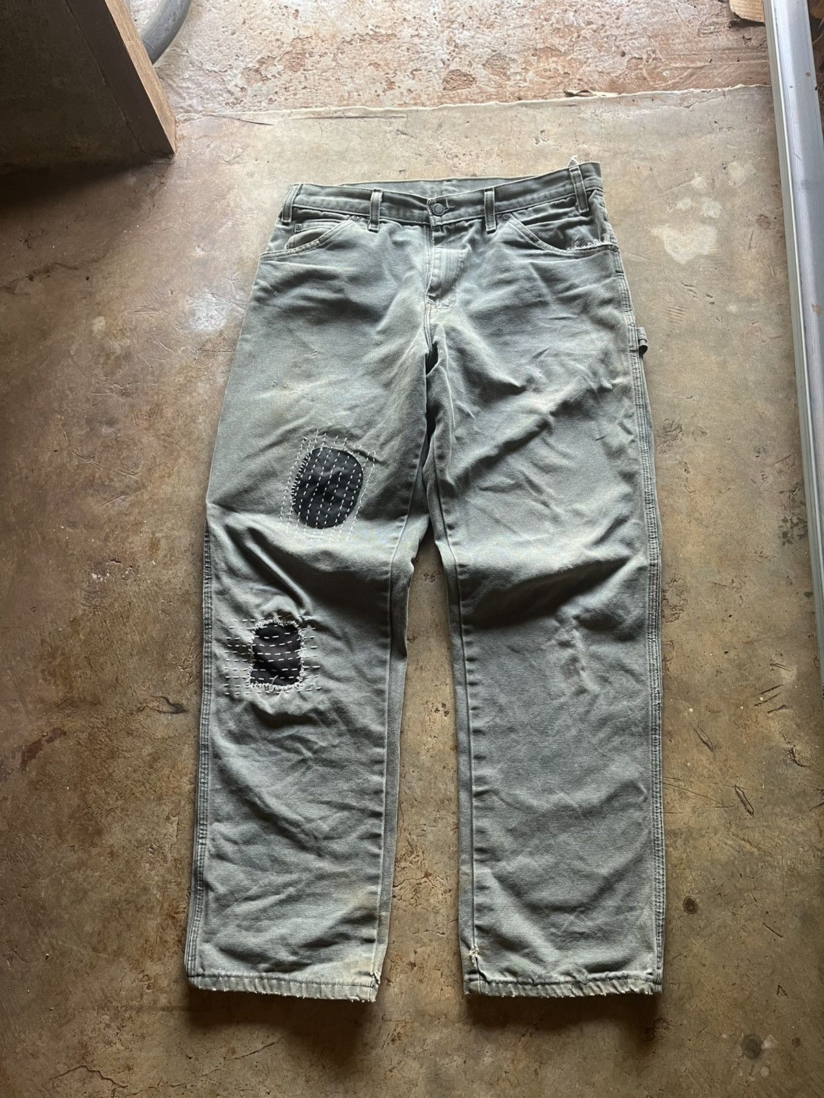 Dickies Dickies Distressed Canvas Pants Sashiko Knee Repair Size US 34 / EU 50 - 1 Thumbnail