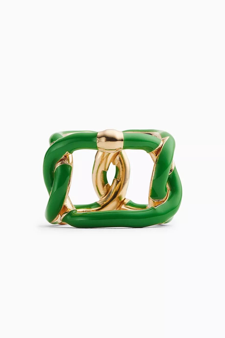 Bottega Veneta o1n1vont1124 Size: 13 / Intreccio Chain Ring in Green/Gold Size ONE SIZE - 1 Thumbnail