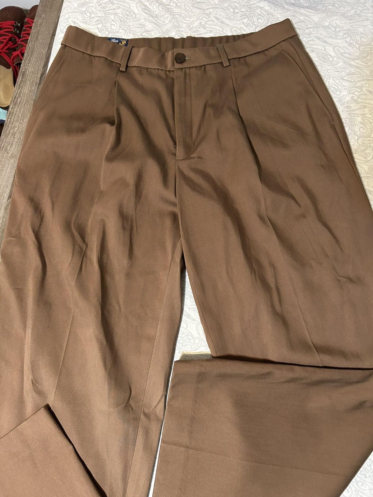 Golf le Fleur Golf Le Fleur Darryl Wide Pleated Trousers Brown Size 36 Size US 36 / EU 52 - 4 Thumbnail