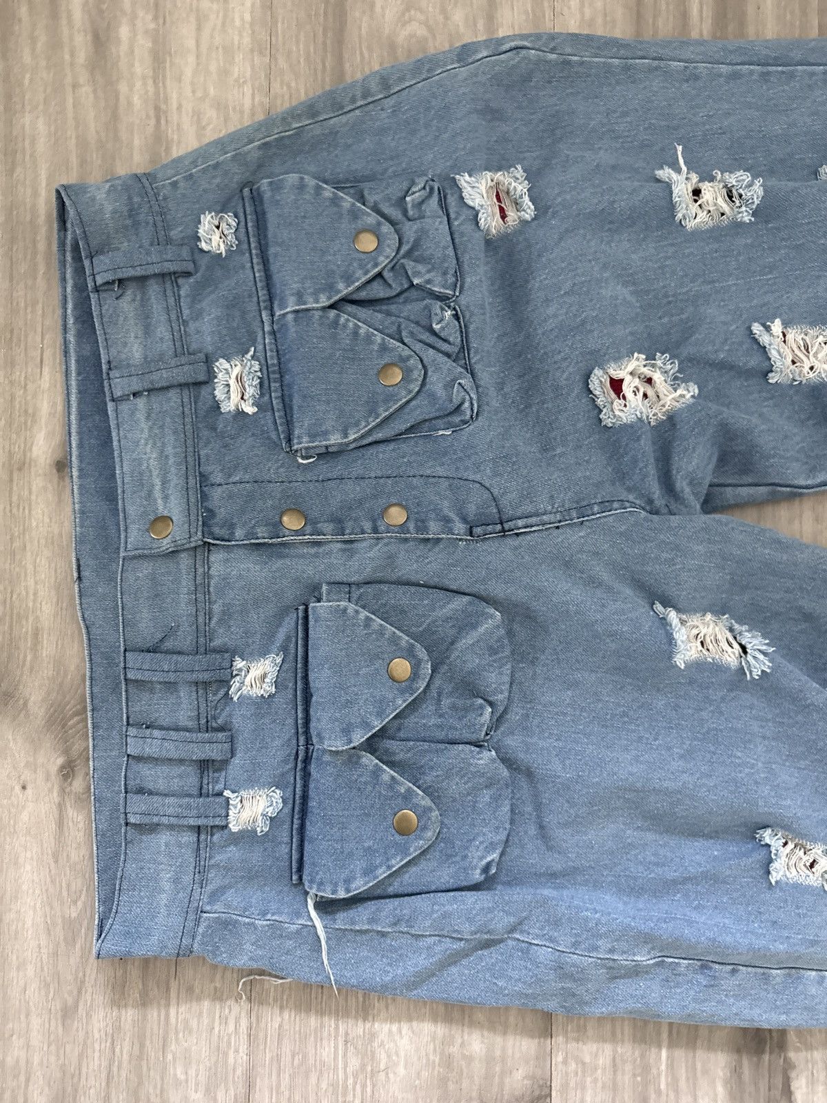 Japanese Brand Yori Tattered Red Thermal Denim Size US 38 / EU 54 - 3 Thumbnail