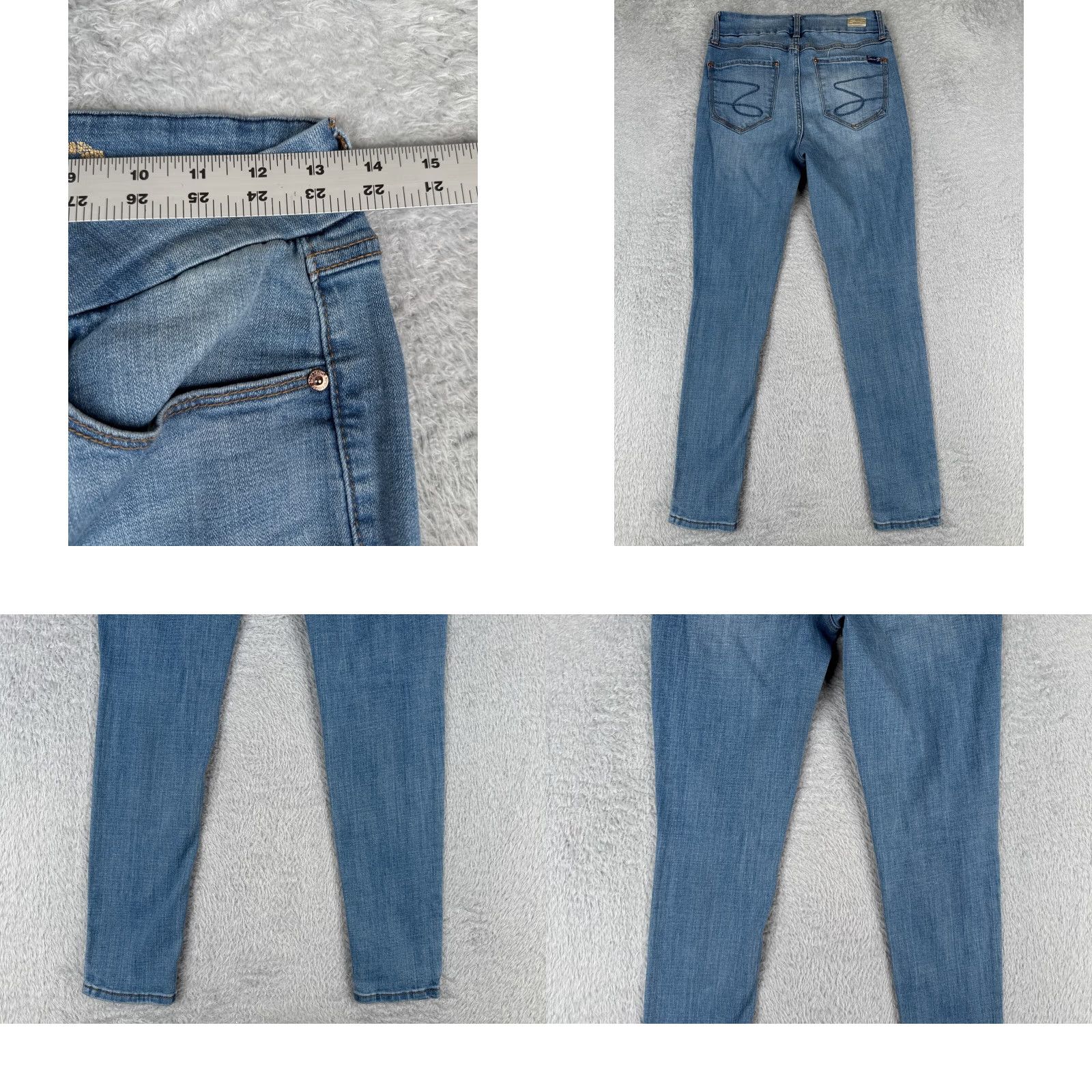 Vintage VINTAGE Seven7 Jeans Women 4 Blue Denim Tummyless High Rise Skinny Cotton 27x28 Size 27" / US 4 / IT 40 - 9 Thumbnail