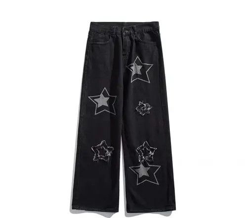 VIBE High street star patch wide leg jeans Size US 32 / EU 48 - 1 Thumbnail
