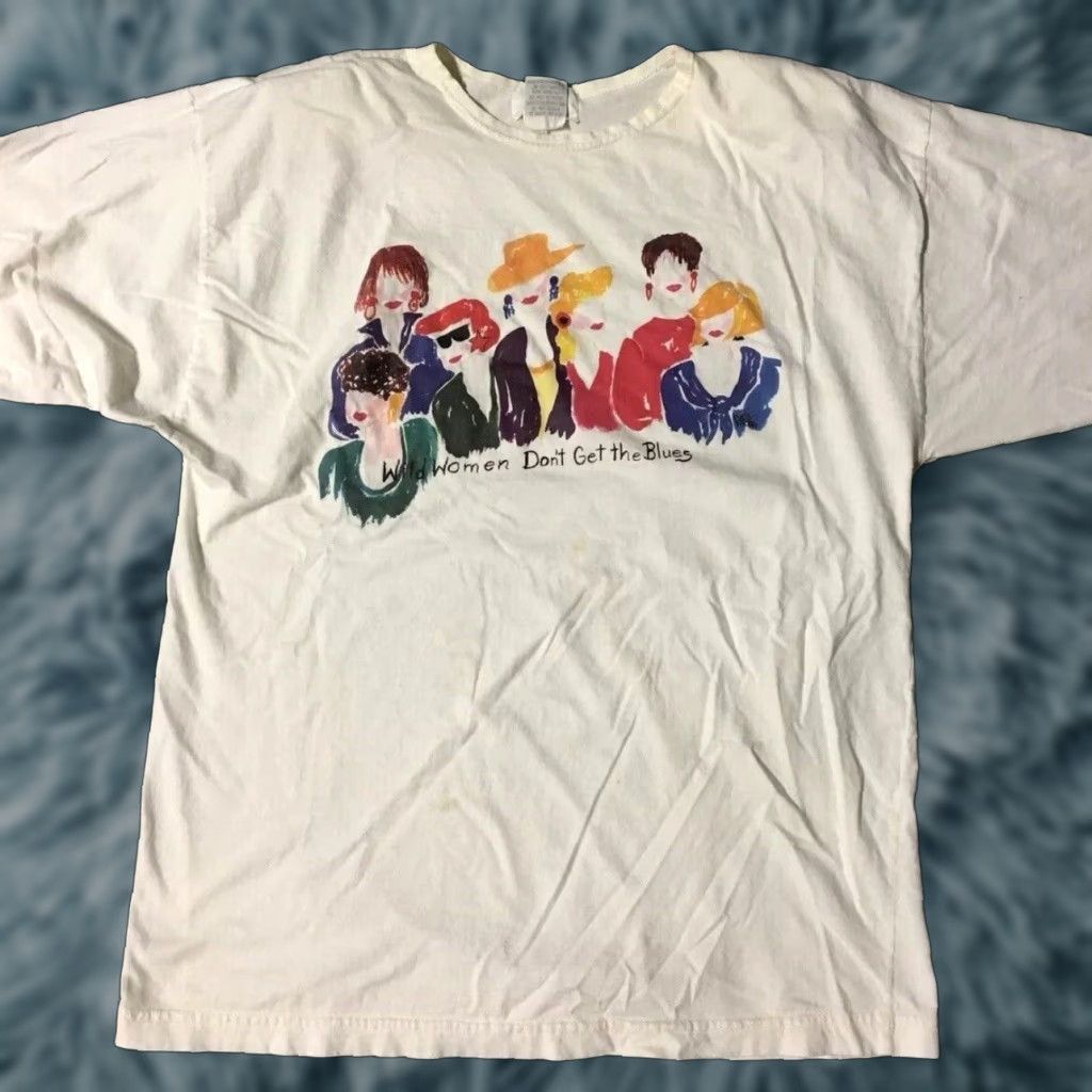 Vintage VINTAGE 90s Wild Women Dont Get The Blues Shirt L Women White T-Shirt Size L / US 10 / IT 46 - 1 Thumbnail