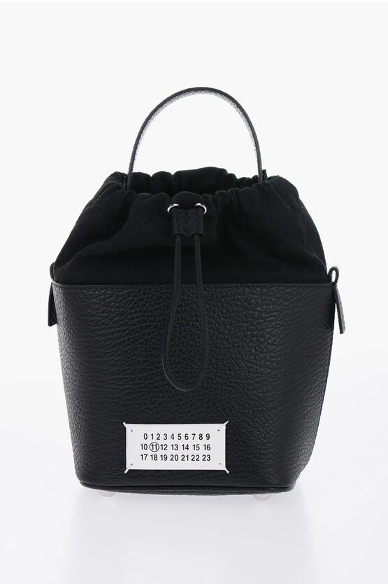 Maison Margiela Mm11 Grained Leather 5Ac Bucket Bag With Chain Shoulder Stra in Black, Women's