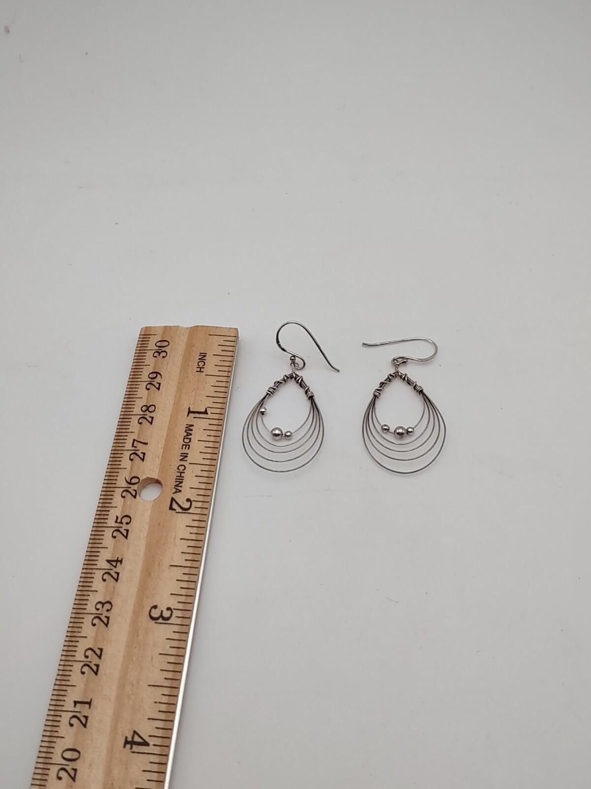 The Unbranded Brand Sterling Silver Wire Wrap Bead Teardrop Earrings 925 Size ONE SIZE - 4 Thumbnail