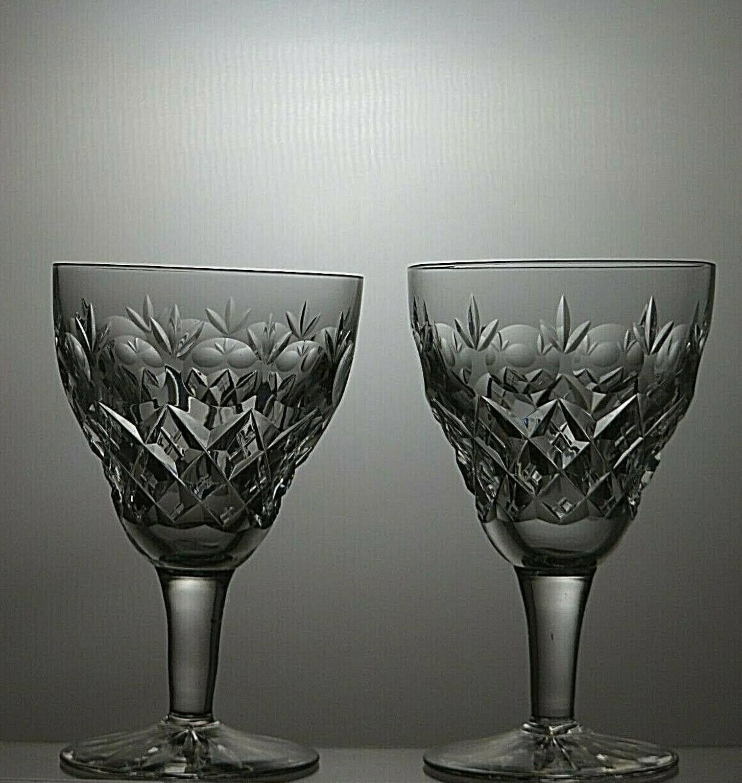 The Unbranded Brand Lead Crystal Cut Glass Set of 2 Wine Glasses 4 3/4" Size ONE SIZE - 3 Thumbnail