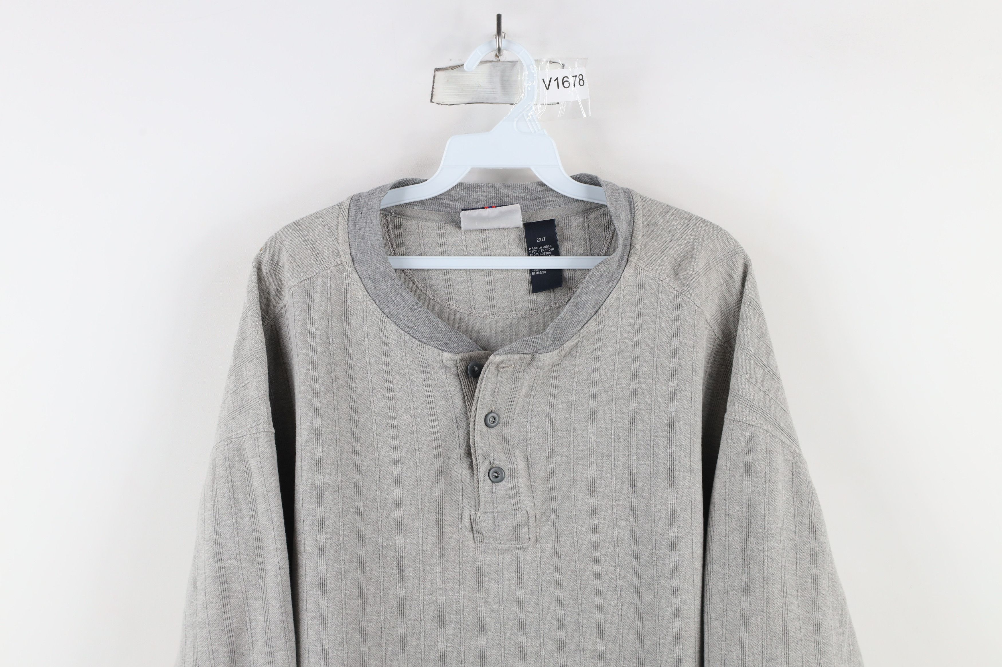 Vintage Vintage 90s Streetwear Ribbed Knit Henley T-Shirt Gray Size US XXL / EU 58 / 5 - 2 Thumbnail