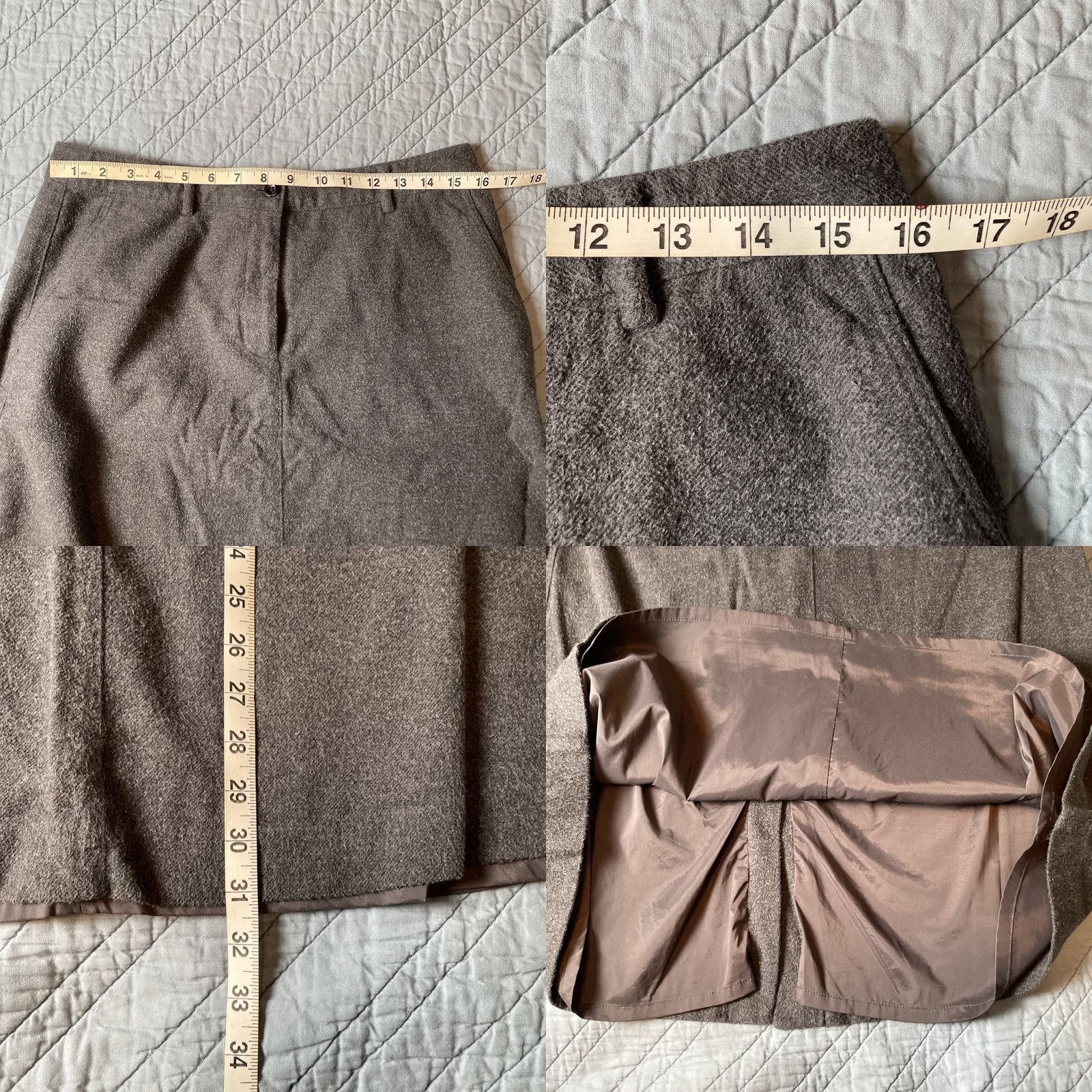 Vintage VINTAGE L.L.Bean Skirt Womens Midi Gray Flannel Lined Preppy Classic Fit Straight 10 Reg Size 32" / US 10 / IT 46 - 8 Thumbnail