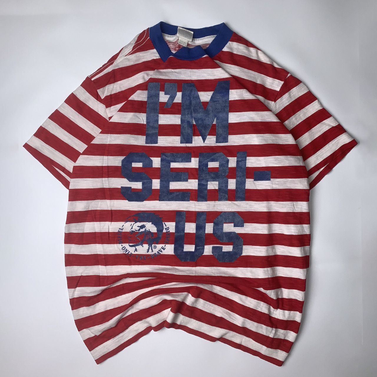 Diesel Diesel Striped Y2K Punk Spellout Big Logo Tee Size US L / EU 52-54 / 3 - 1 Thumbnail