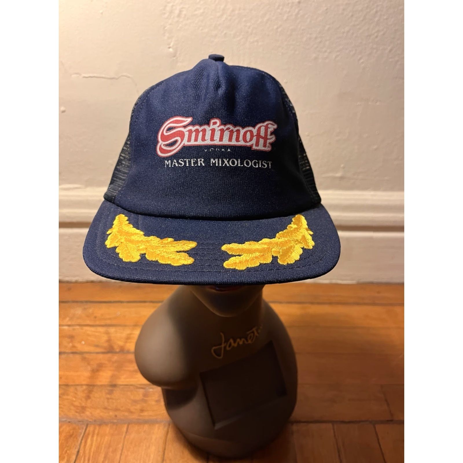 Vintage VINTAGE Smirnoff Vodka Master Mixologist Snapback Hat Adult One Size Navy Blue 80s USA Men Size ONE SIZE - 2 Thumbnail