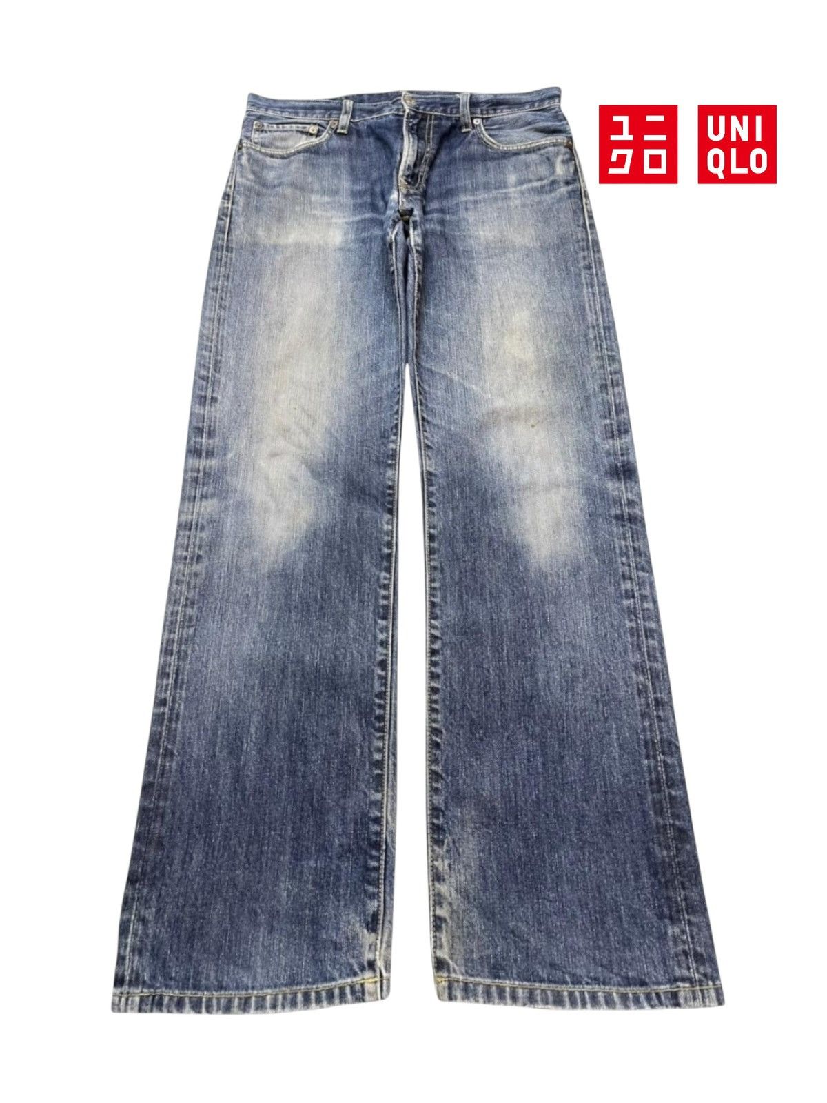 Uniqlo Vintage Y2K Japanese Uniqlo Blue Faded Wash Straight Loose Size US 34 / EU 50 - 1 Thumbnail