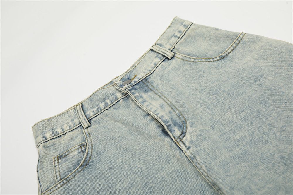 Jean Loose men's punk washed distressed graffiti scimitar jeans Size US 32 / EU 48 - 3 Thumbnail