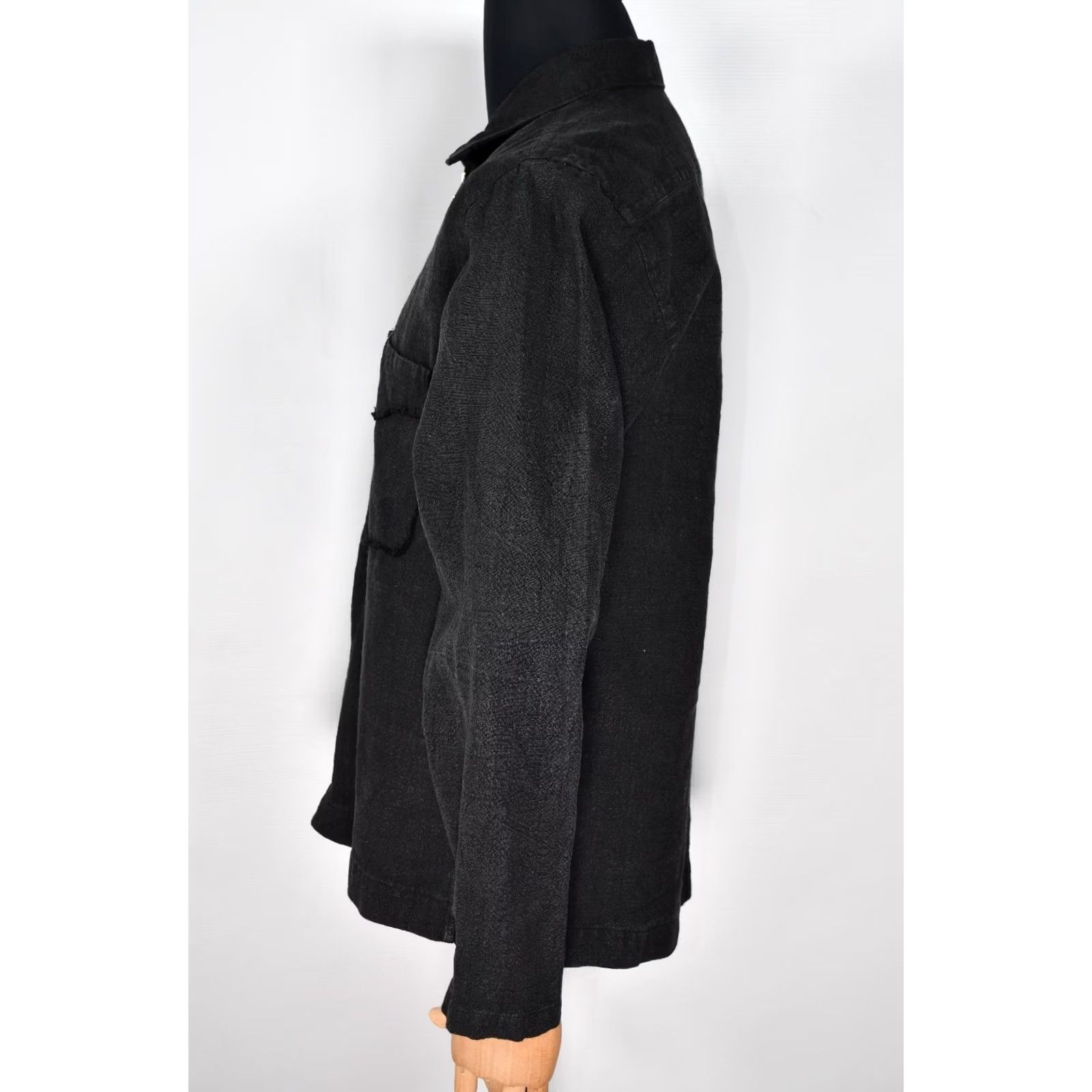 Vintage L’homme Rouge Jacket Mens M Linen Black 100% Linen Solid Zip Casual Regular Size M Mens Size US M / EU 48-50 / 2 - 6 Thumbnail