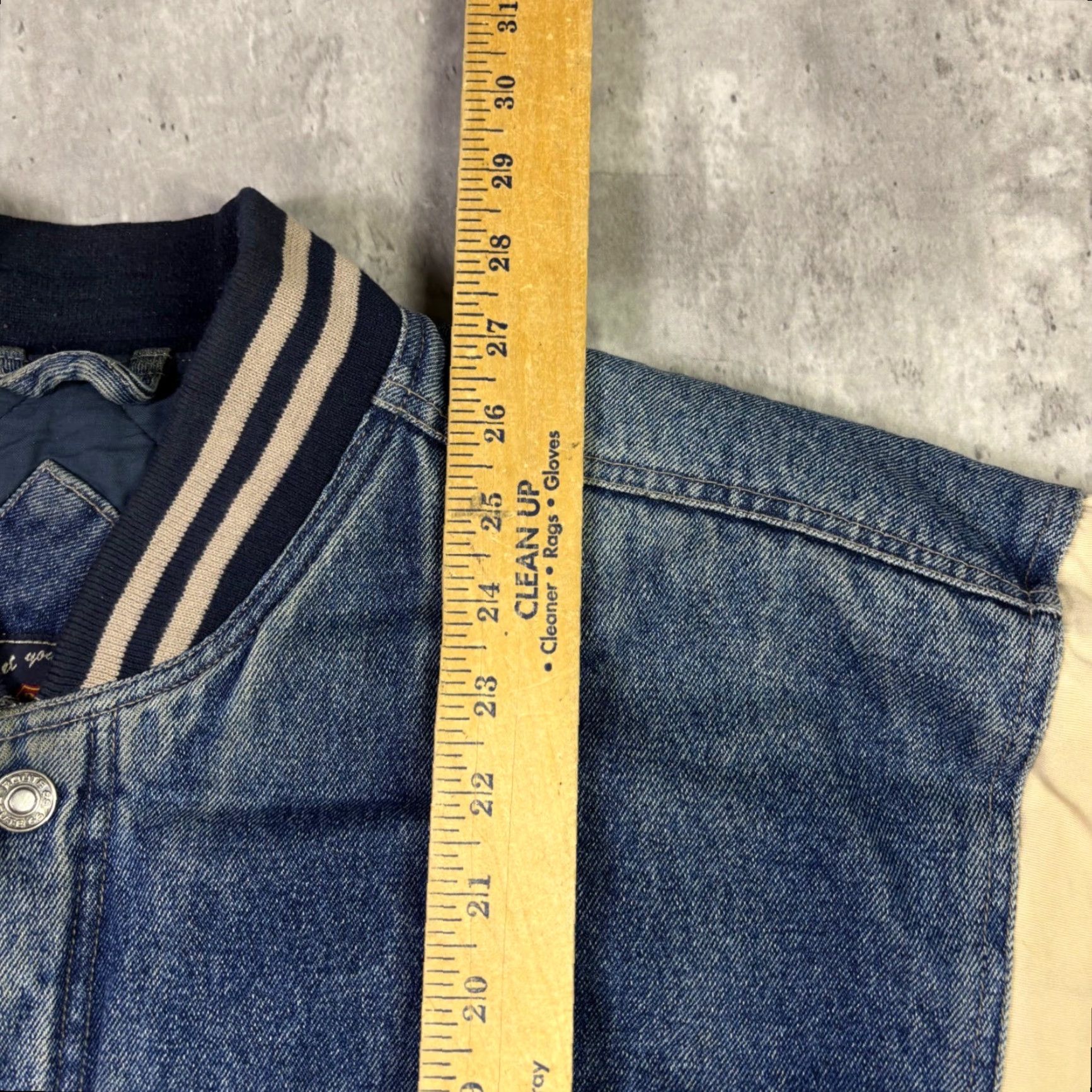Route 66 VINTAGE Route 66 Mens Denim Varsity Jacket Blue Cream Canvas Snap Front Medium Size US M / EU 48-50 / 2 - 4 Thumbnail
