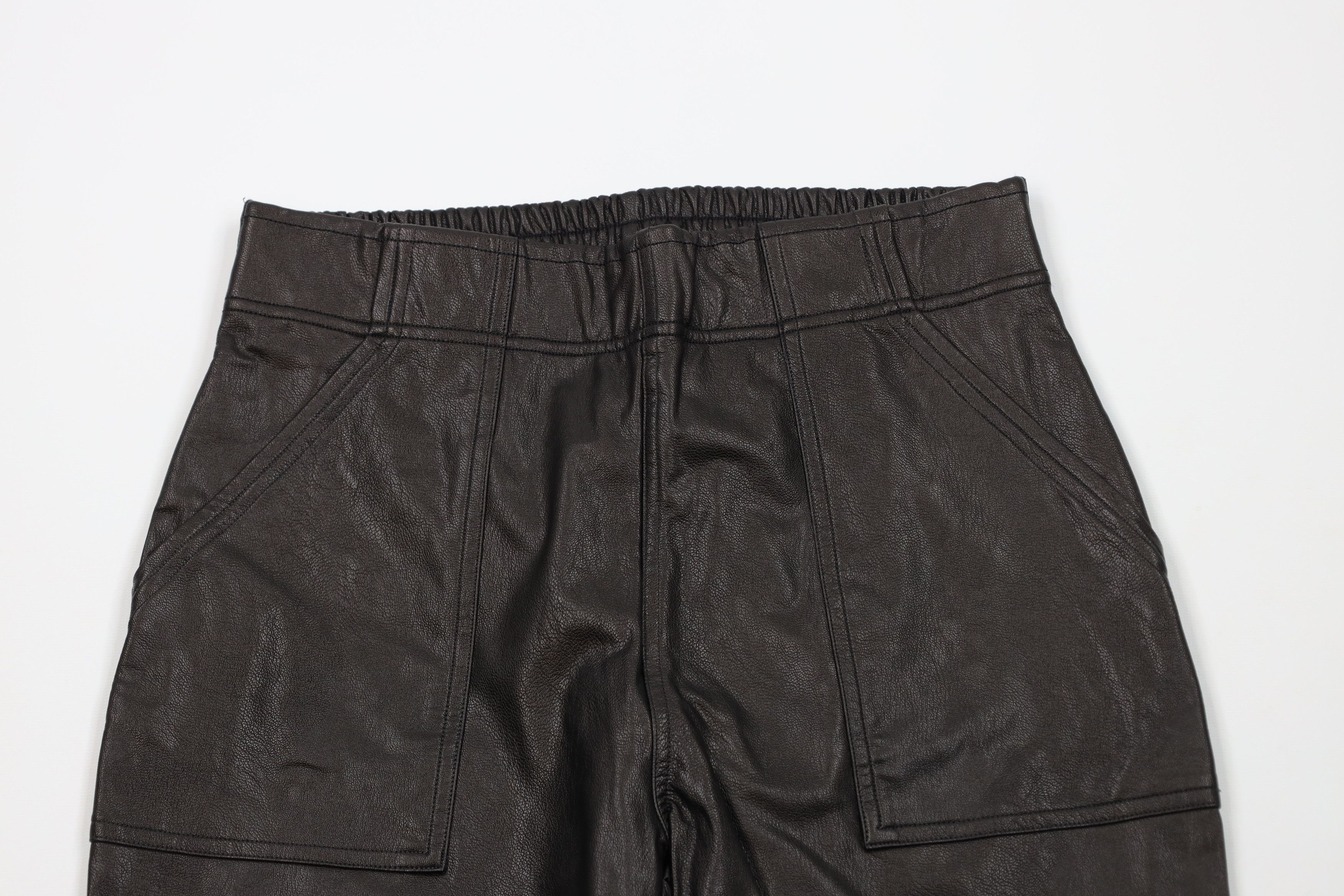 Vintage Spanx Faux Leather Like Joggers Pants Black Noir Cuffed Size 28" / US 6 / IT 42 - 2 Thumbnail