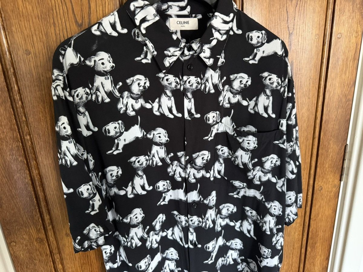 Celine SS22 Celine black white puppy Hawaiian shirt Hedi Slimane Size US S / EU 44-46 / 1 - 13 Thumbnail