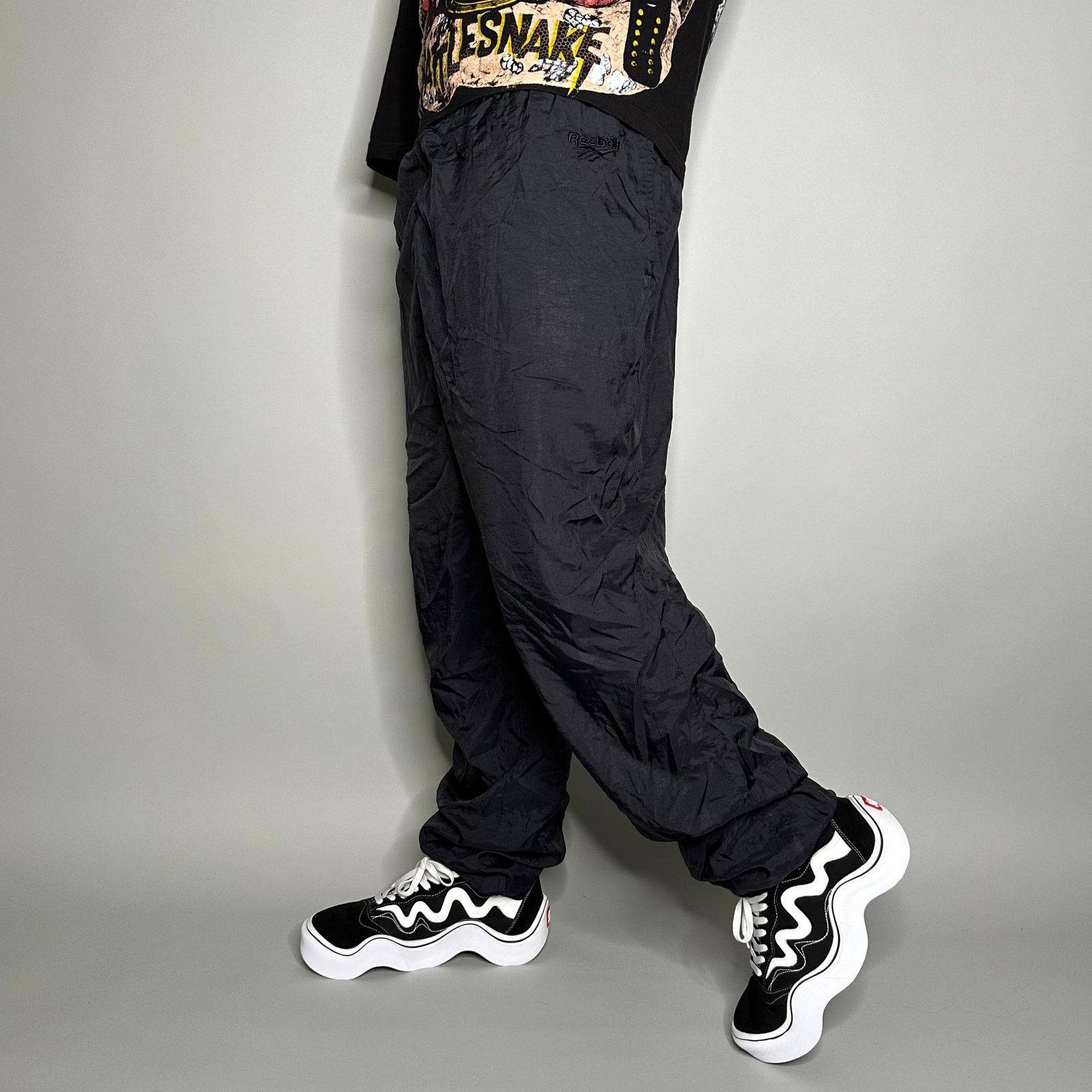 Vintage 90s Reebok Track Pants Mens XL Baggy Black Joggers