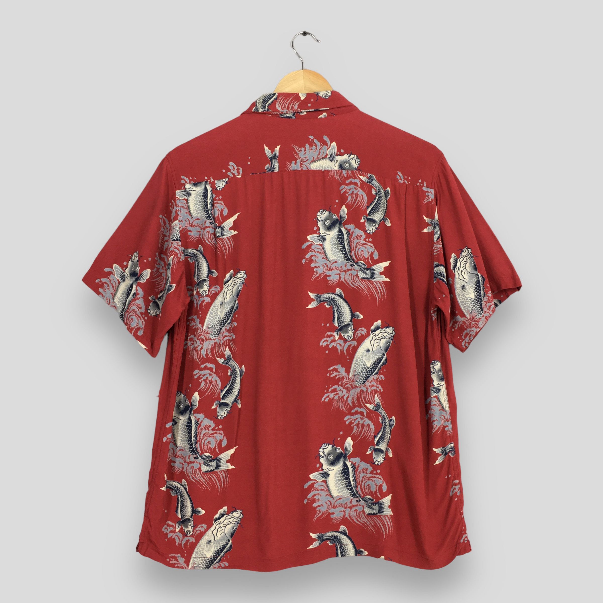 Vintage Vintage 70s Hawaiian Patina Japanese Koi Fish Rayon Shirt L Size US L / EU 52-54 / 3 - 7 Thumbnail