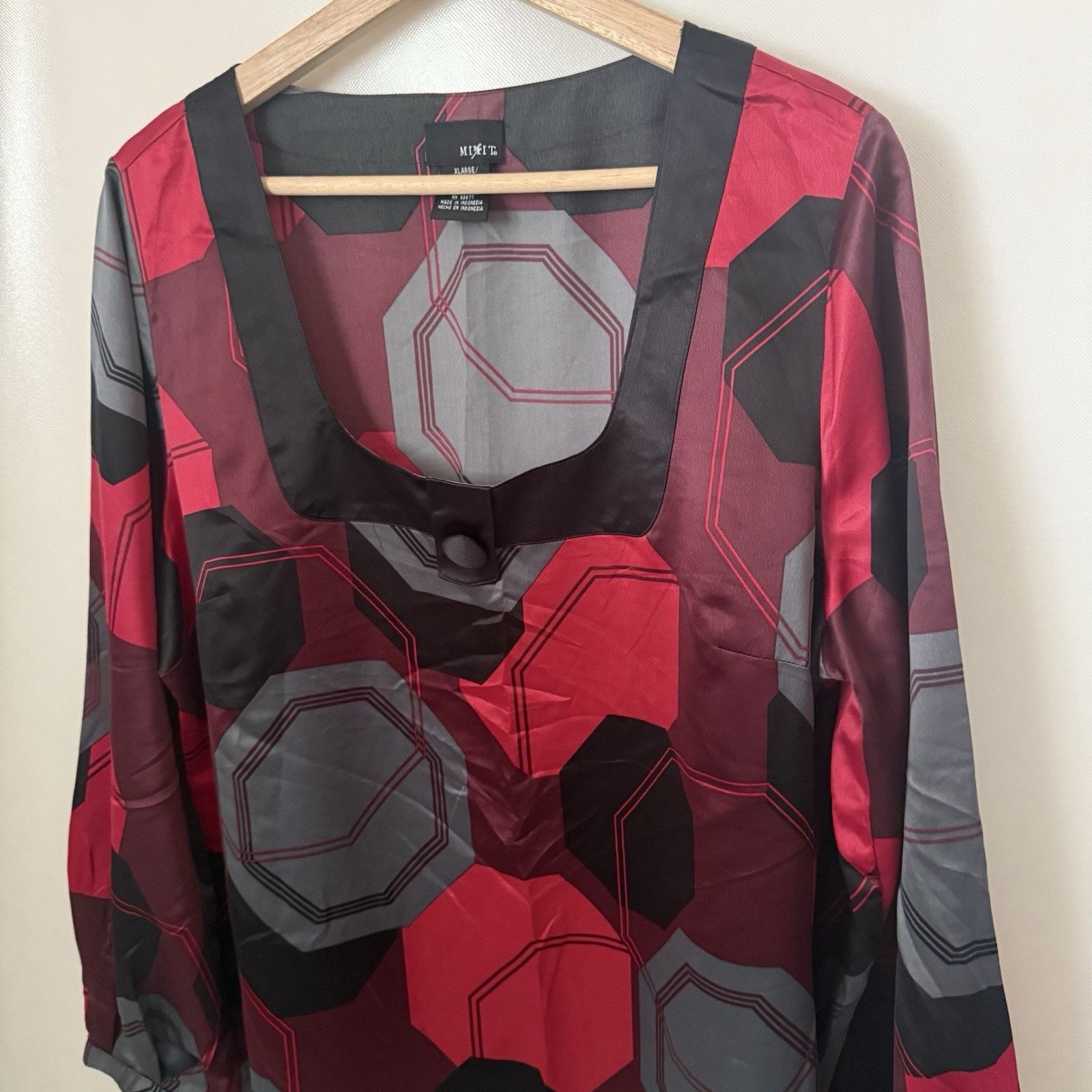 Other Mixit Sheath Dress Black Red Geometric Baby Doll Satin XL Size XL / US 12-14 / IT 48-50 - 4 Thumbnail