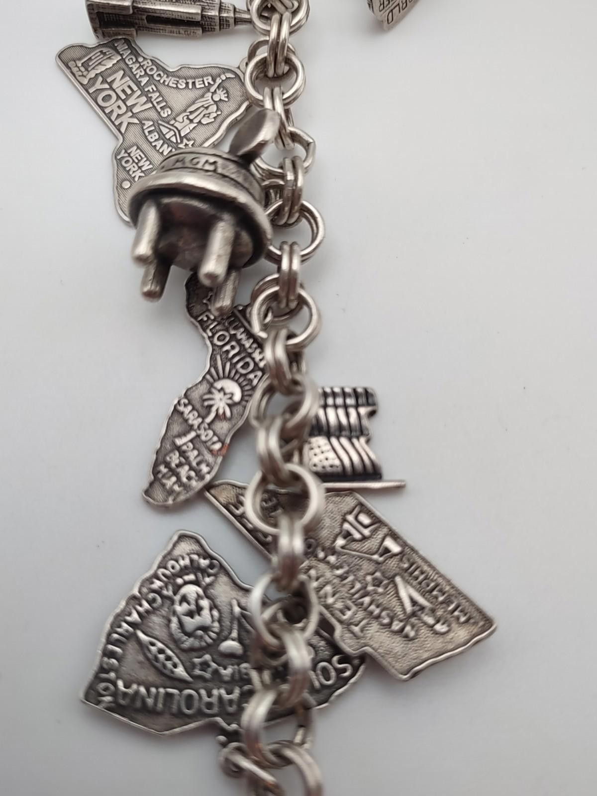 Other Vintage Sterling Travel Charm Bracelet US 54g Size ONE SIZE - 4 Thumbnail