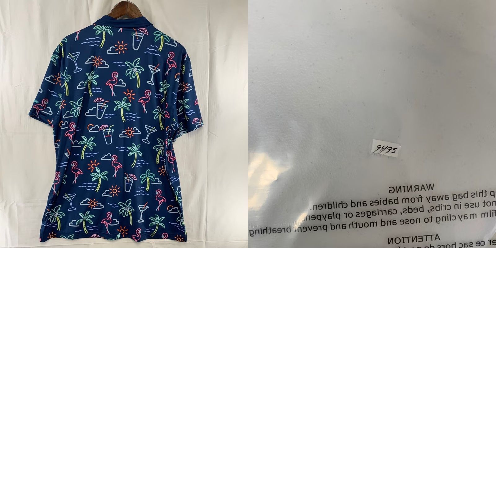 Chubbies Chubbies Polo Shirt Men Large Navy Blue Flamingo Palm Tree Tropical Stretch Size US L / EU 52-54 / 3 - 8 Thumbnail