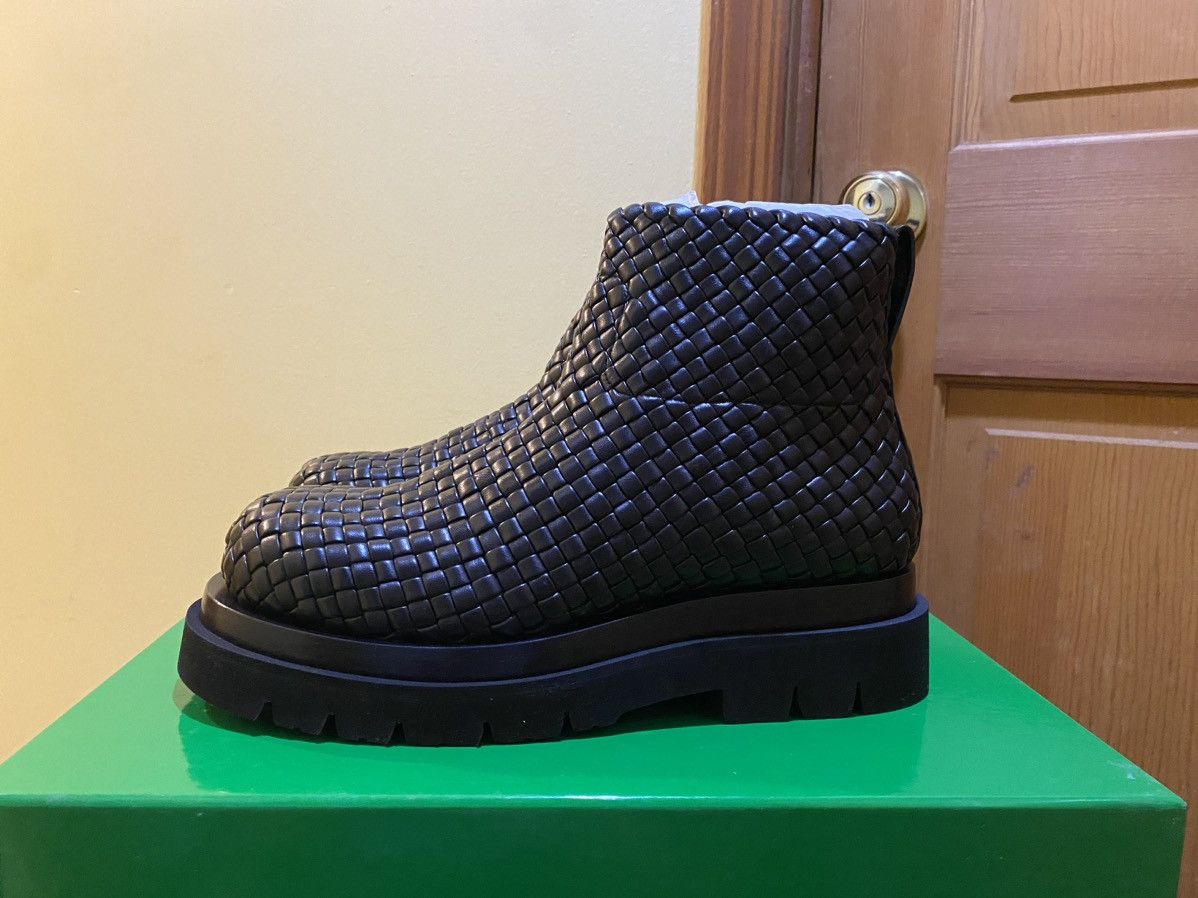 Bottega Veneta Men's Lug Sole Weave Woven Intreccio Boots
