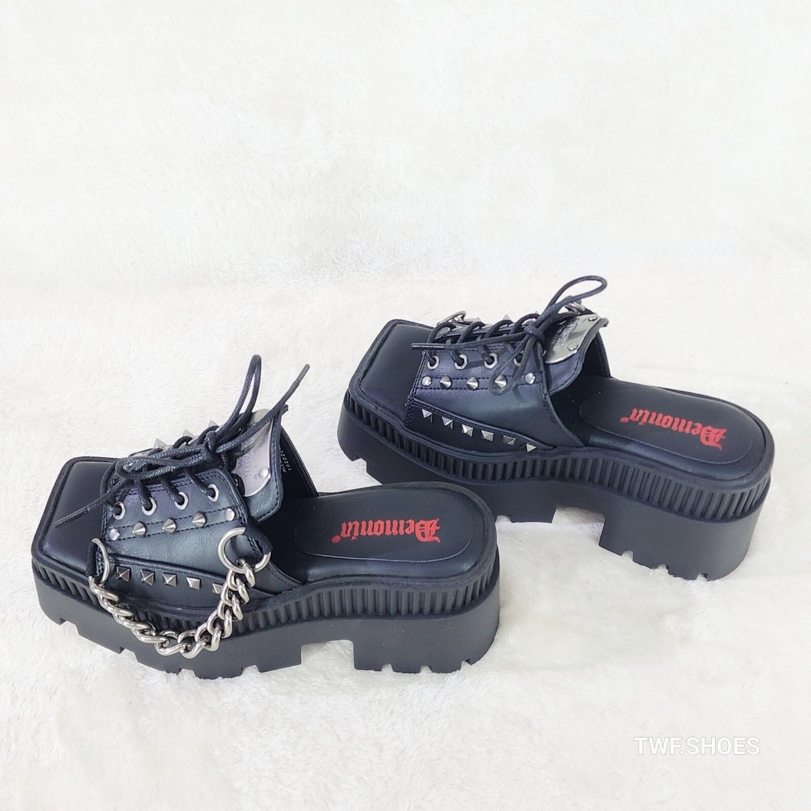 Other Wicked Wrath 58 Square Toe Goth Lace Up Big Buckle Strap Ank Size US 9 / IT 39 - 4 Thumbnail
