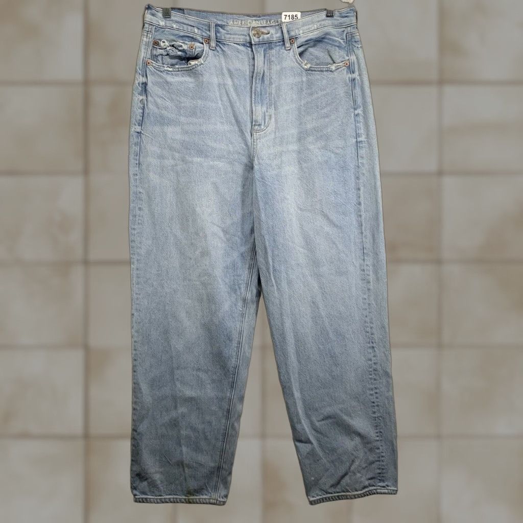 American Eagle Outfitters American Eagle High Rise Straight Leg Jeans Womens Blue Size 14 100% Cotton Size 36" / US 14 / IT 50 - 1 Thumbnail