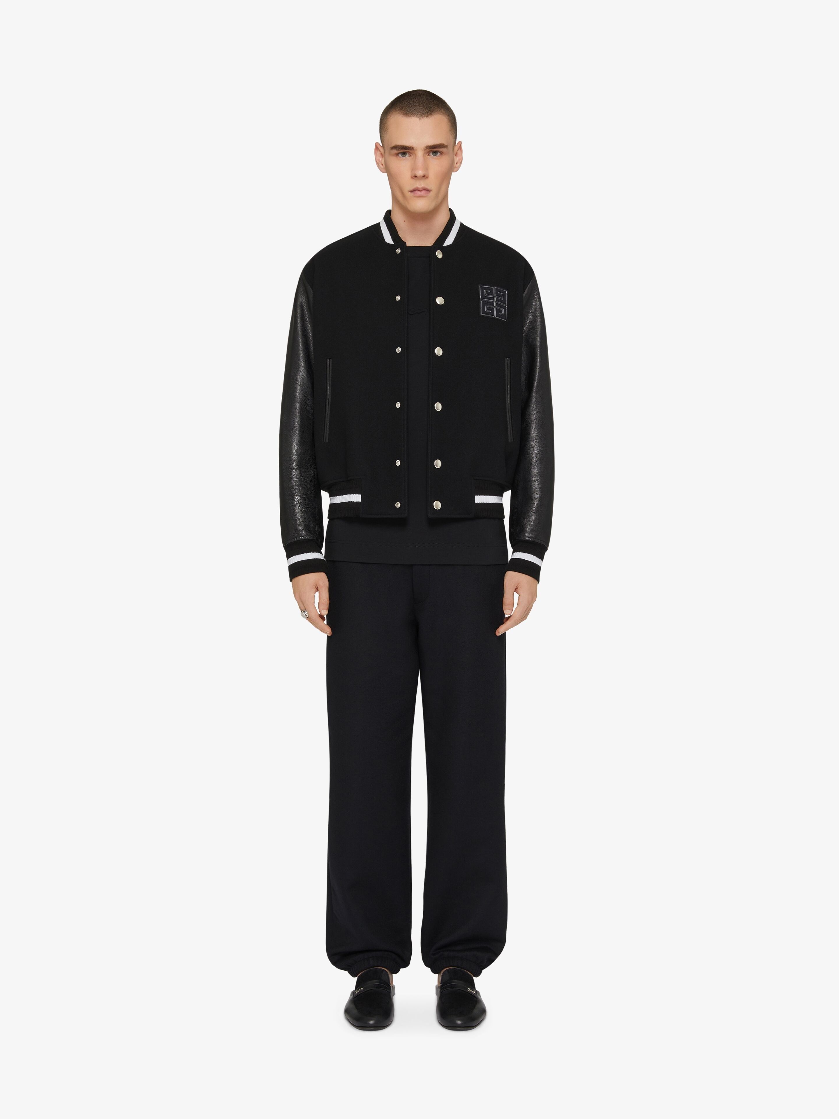 Givenchy o1w1db10925 Mix Material Varsity Jacket in Black Size US M / EU 48-50 / 2 - 2 Thumbnail
