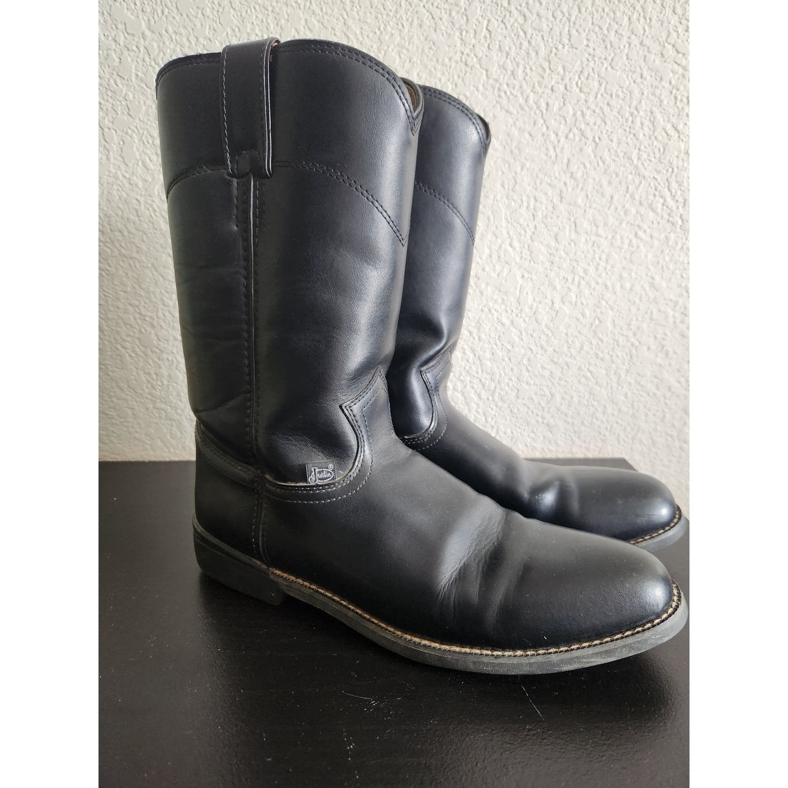 Justin Basics Mens Temple Black Pull On Cowboy Boots 10