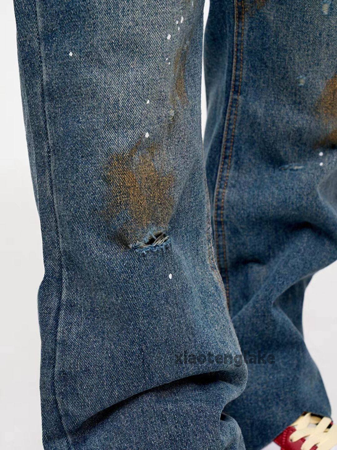 Jean Unisex washed faded utility punk yuppie grunge jeans Size US 34 / EU 50 - 3 Thumbnail