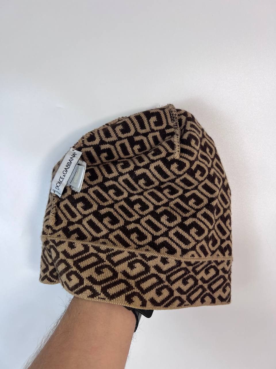 Dolce & Gabbana DOLCE & GABBANA BEANIE HAT MONOGRAM LOGO KNIT BROWN WOOL Size ONE SIZE - 3 Thumbnail