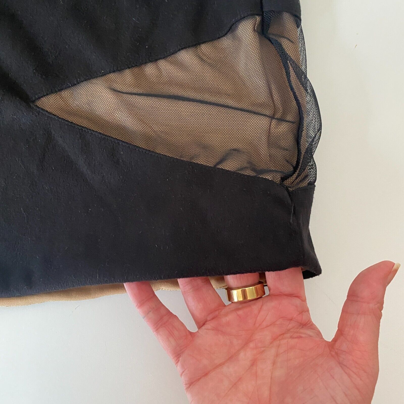 REVOLVE NWT Revolve Donna Mizani Black Suede Mesh Tan Lined Mini SM Size 27" / US 4 / IT 40 - 3 Thumbnail