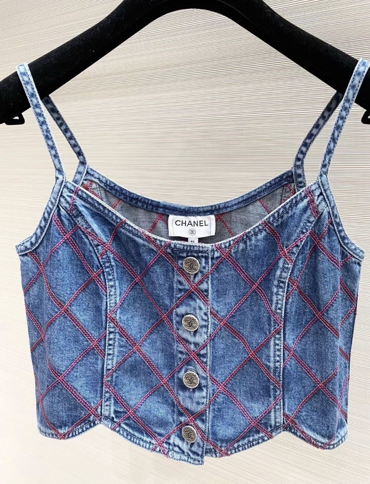 Chanel Chanel F36 22M Beach Denim Quilted Camisole Top J33 Size XS / US 0-2 / IT 36-38 - 3 Thumbnail