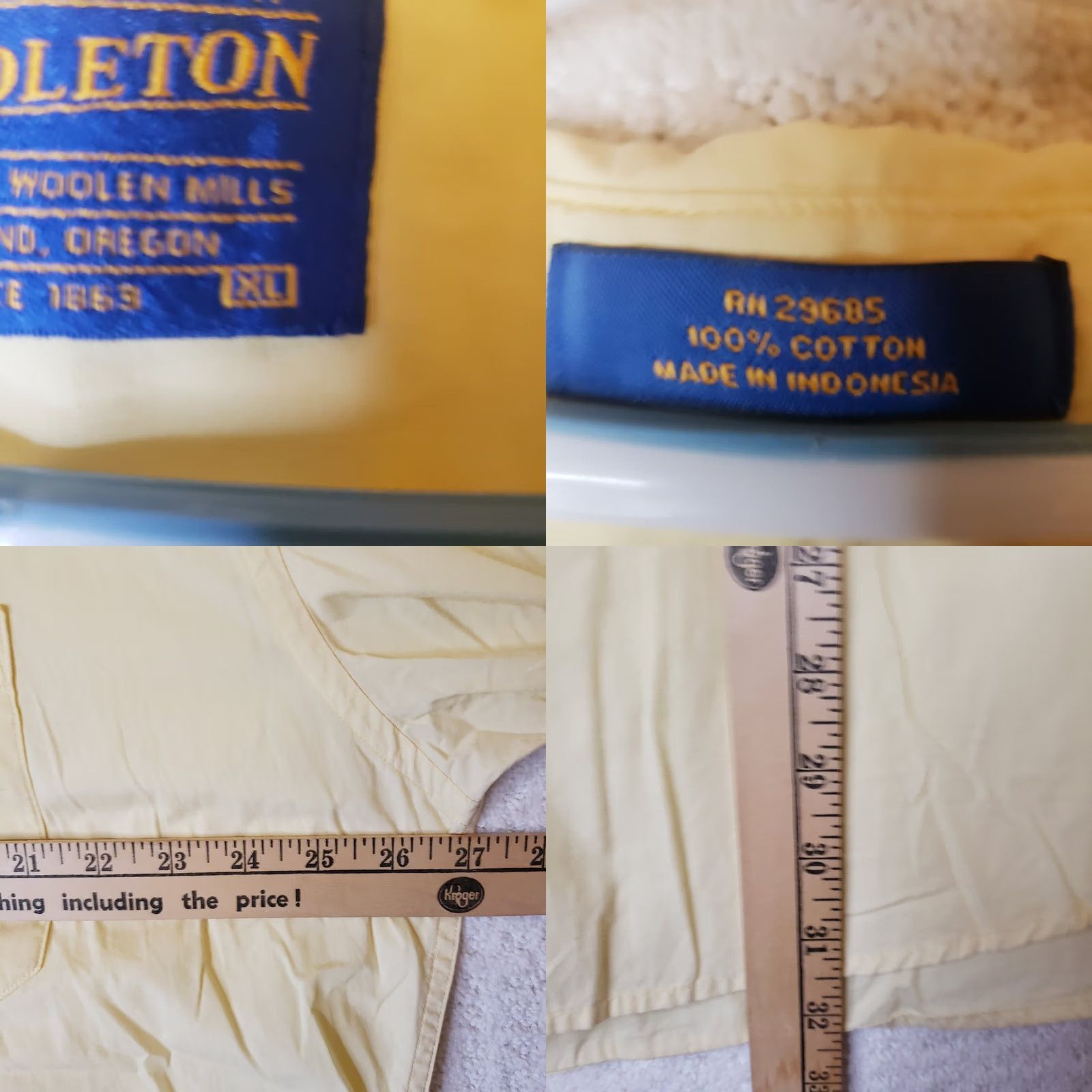 Pendleton Pendleton Shirt Men's XL Yellow Short Sleeve Button-Up 100% Cotton Chambray Fashionable Casual Business Classic Vintage-None Size US XL / EU 56 / 4 - 9 Thumbnail