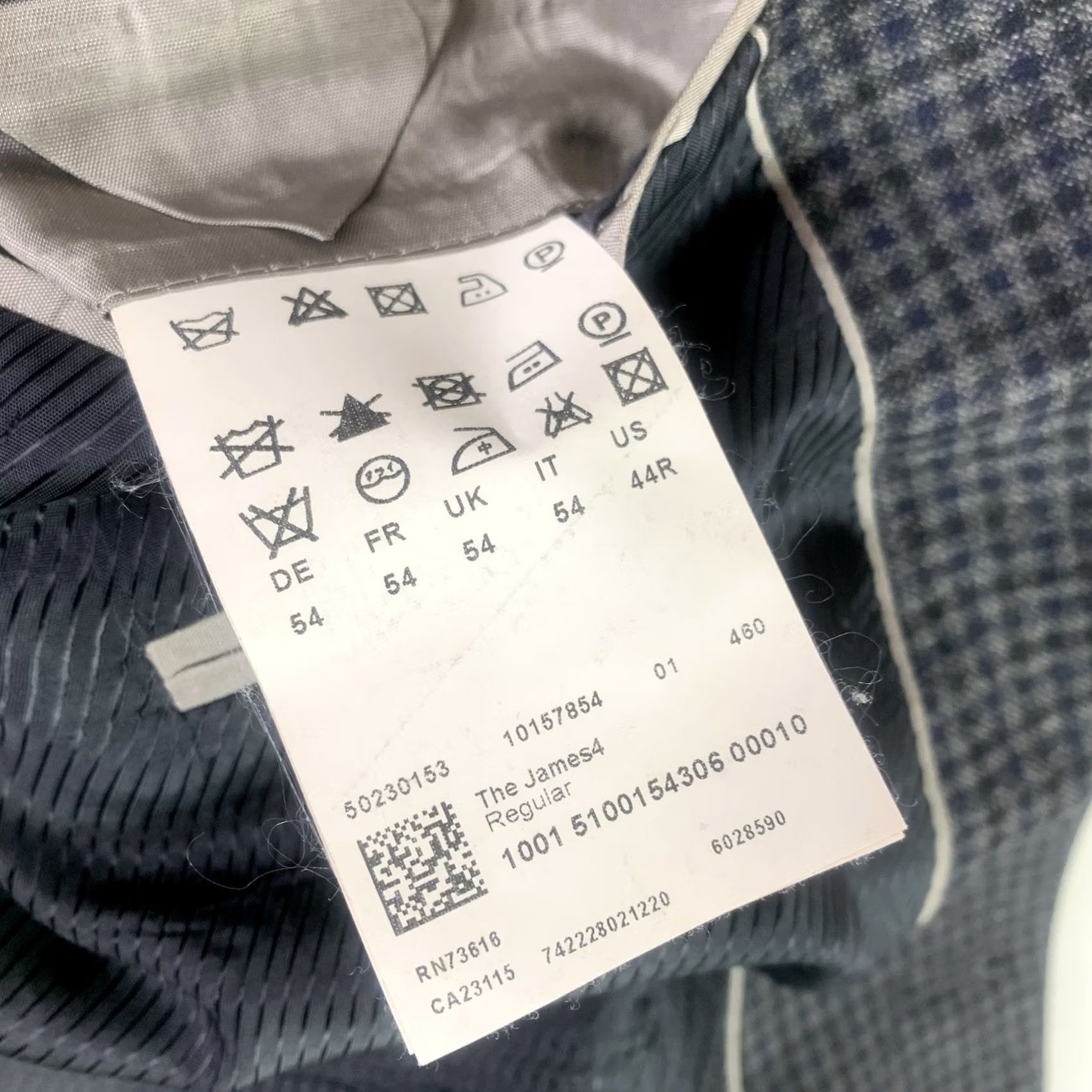Hugo Boss HUGO BOSS Blazer Mens 44R Navy Wool Sport Coat 2 Button gray check Size 44R - 6 Thumbnail