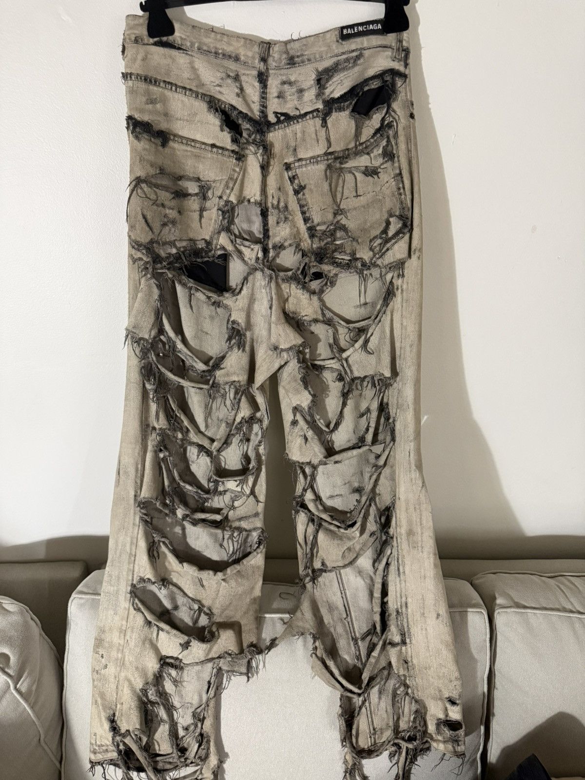 Balenciaga 1/1 sample Mudshow Super Destroyed Jeans White Sz. M Size US 34 / EU 50 - 1 Thumbnail