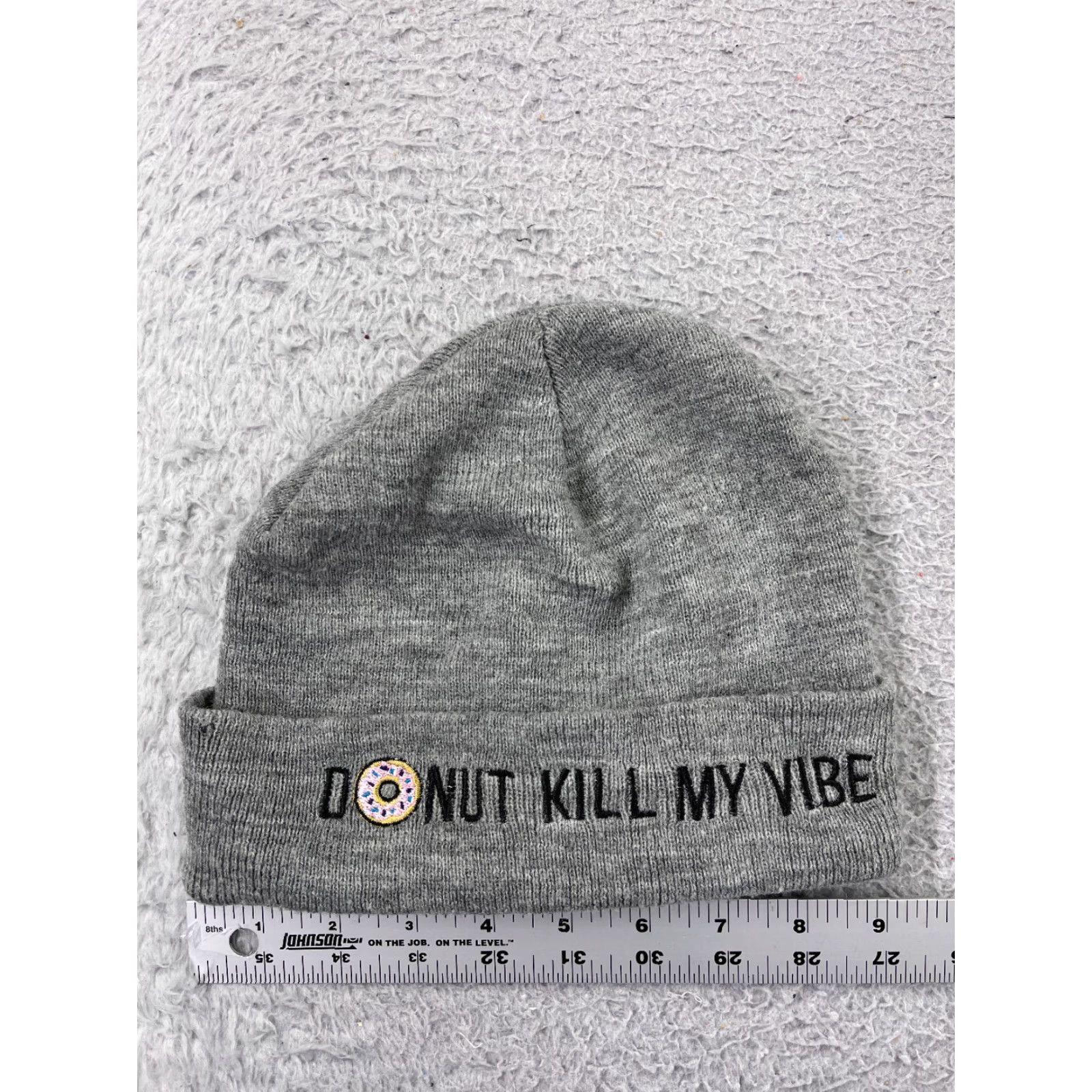 VIBE Mudd Beanie Toque Adult Gray Knit Embroidered Donut Kill My Vibe 100% Acrylic Men’s/Women’s Hat/Beanie? Size ONE SIZE - 2 Thumbnail