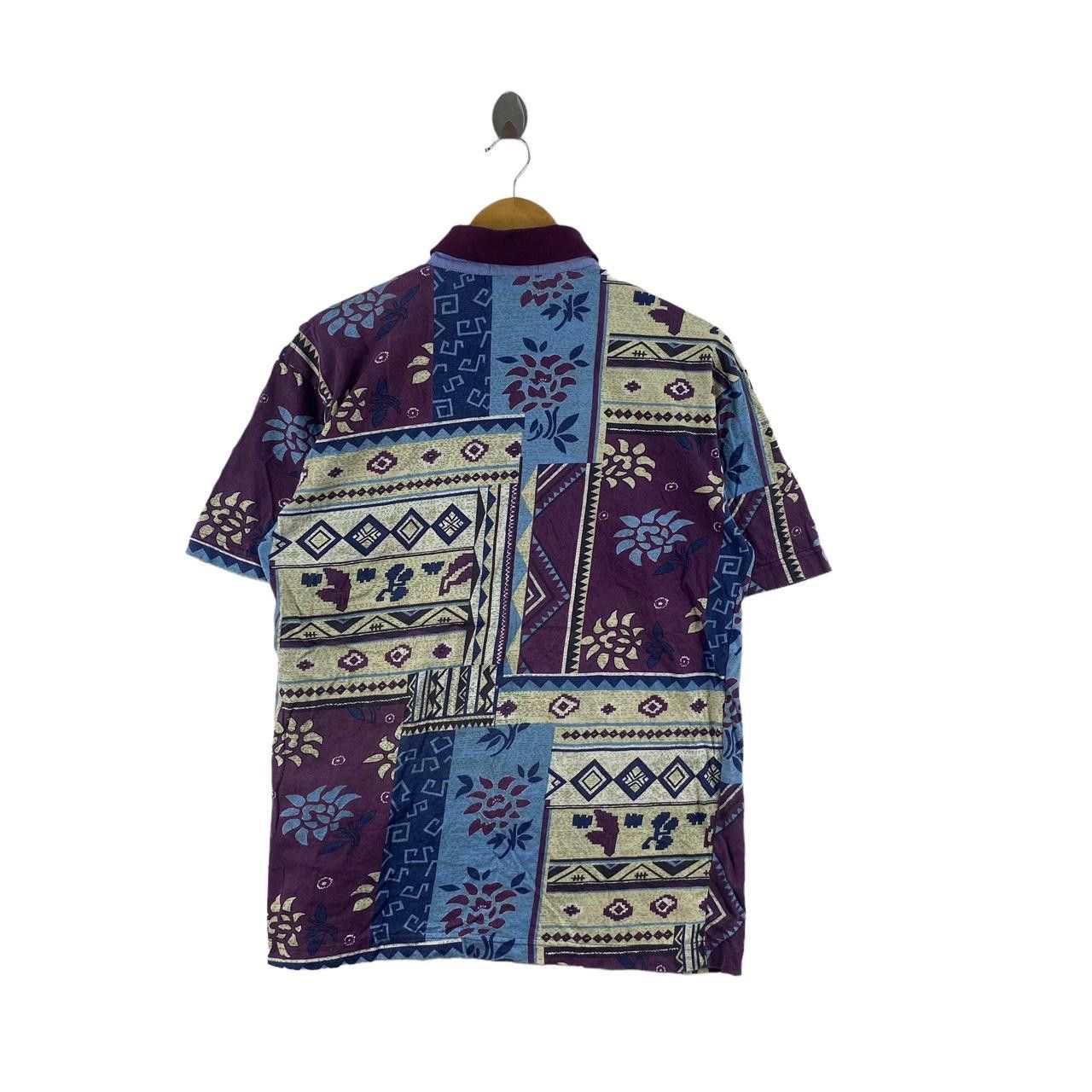 Vintage Vintage 90’ MIKE HILL AOP Over Print Painting Polo Tee Shirt Size L / US 10 / IT 46 - 2 Thumbnail