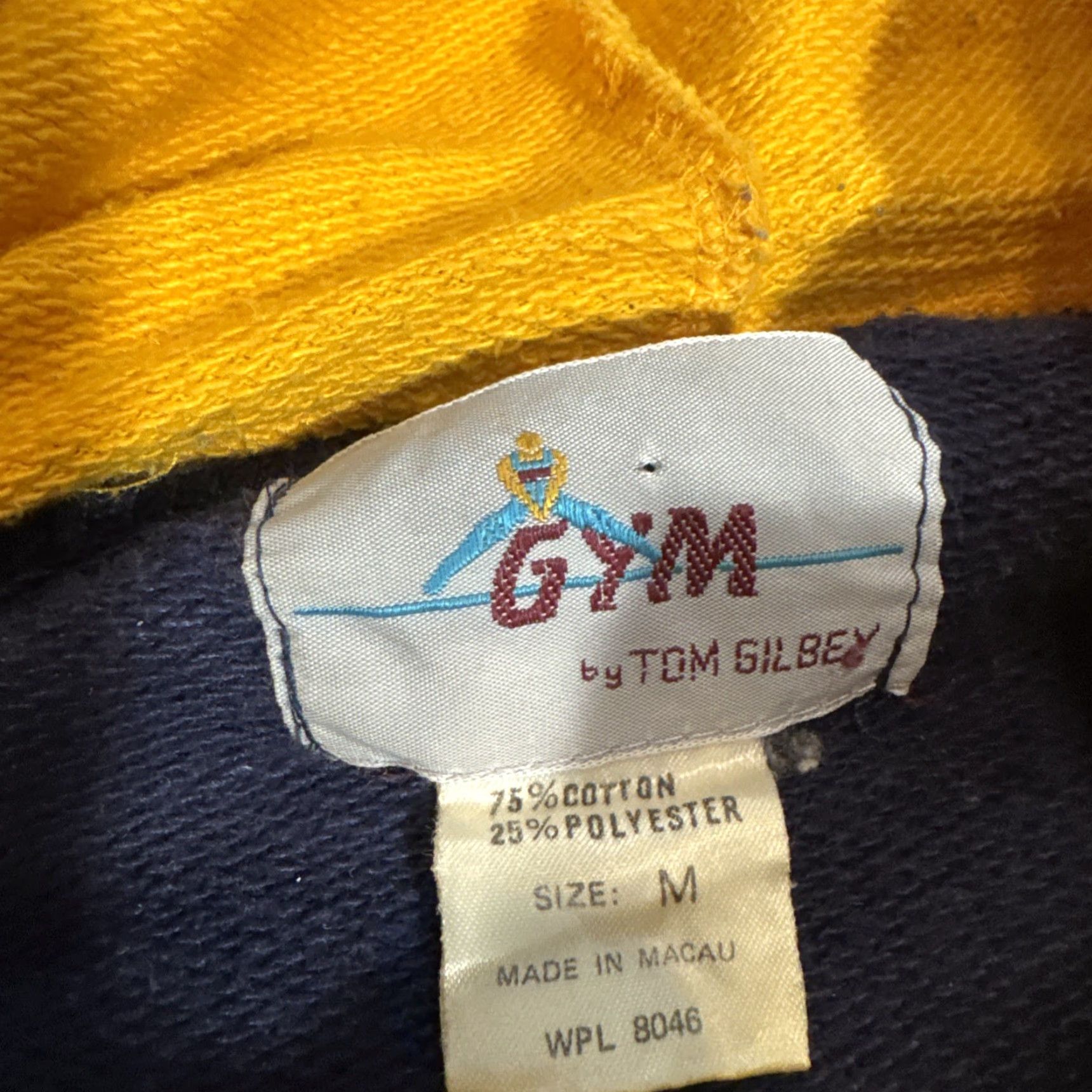 Vintage VINTAGE 1980s Navy Blue / Gold Pullover Cropped Workout Hoodie Sweatshirt M Women Blue Activewear Hoodie Size M / US 6-8 / IT 42-44 - 6 Thumbnail