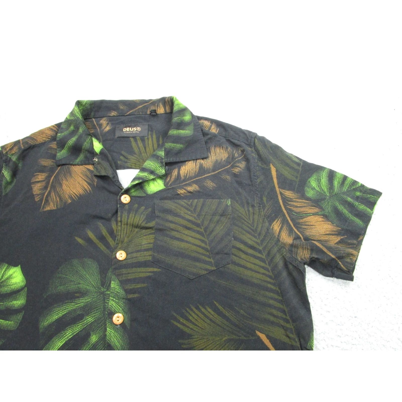 Deus Ex Machina Deus ex Machina Shirt Mens M Black Rayon Button Front Hawaiian Palm Leaf Floral Short Sleeve Casual Travel Size US M / EU 48-50 / 2 - 2 Thumbnail