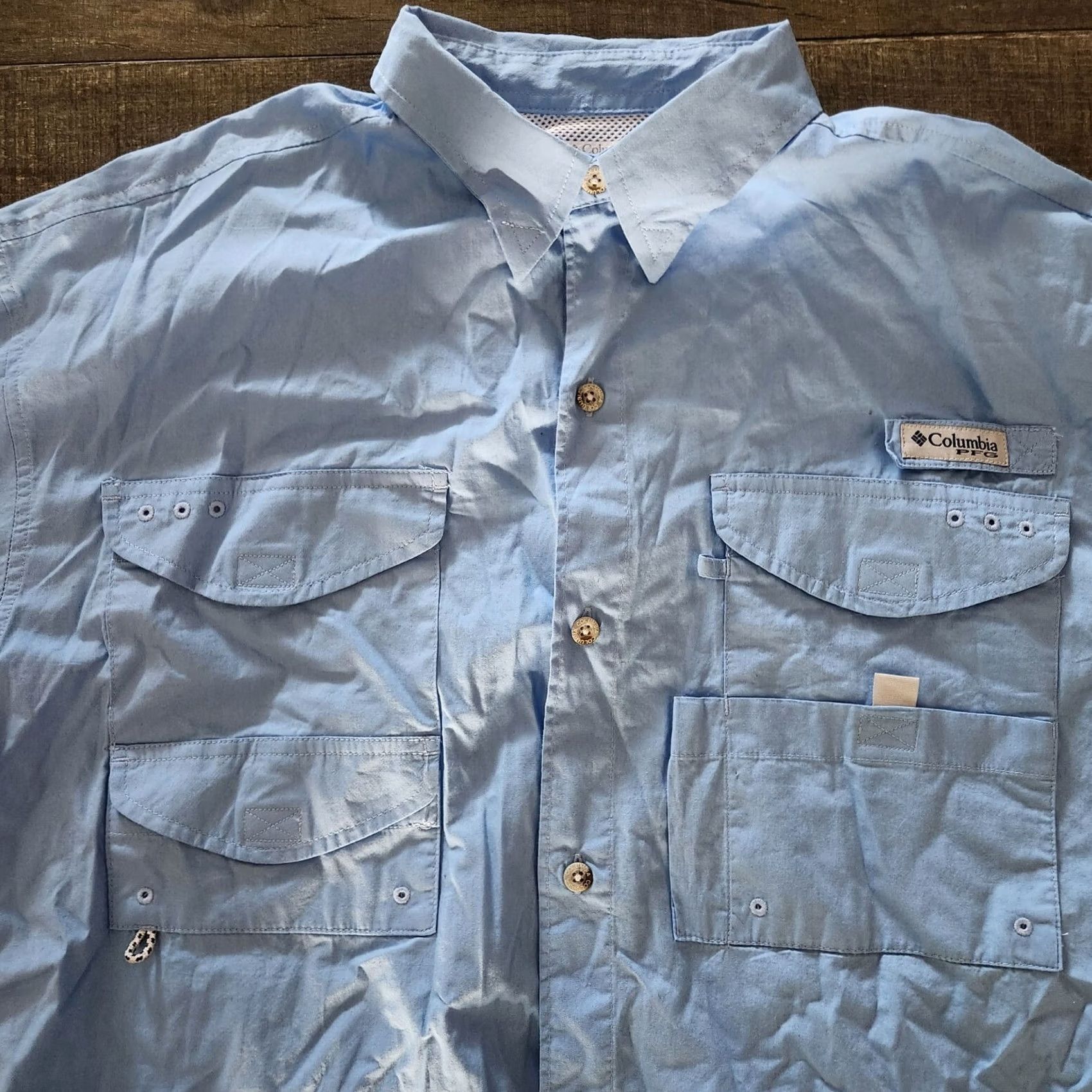 Vintage Columbia Shirt Mens Large PFG Omni-Shade Blue Performance Fishing Vented Pockets Size US L / EU 52-54 / 3 - 3 Thumbnail
