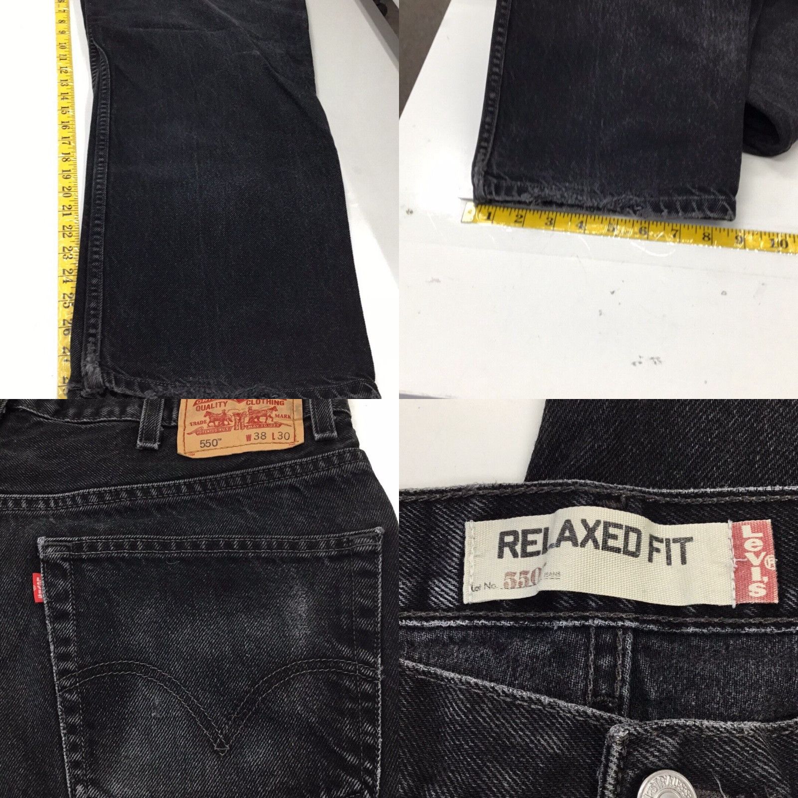 Levis 550 Relaxed Fit Straight popular Leg Black Denim Jeans Men's Size 38X30