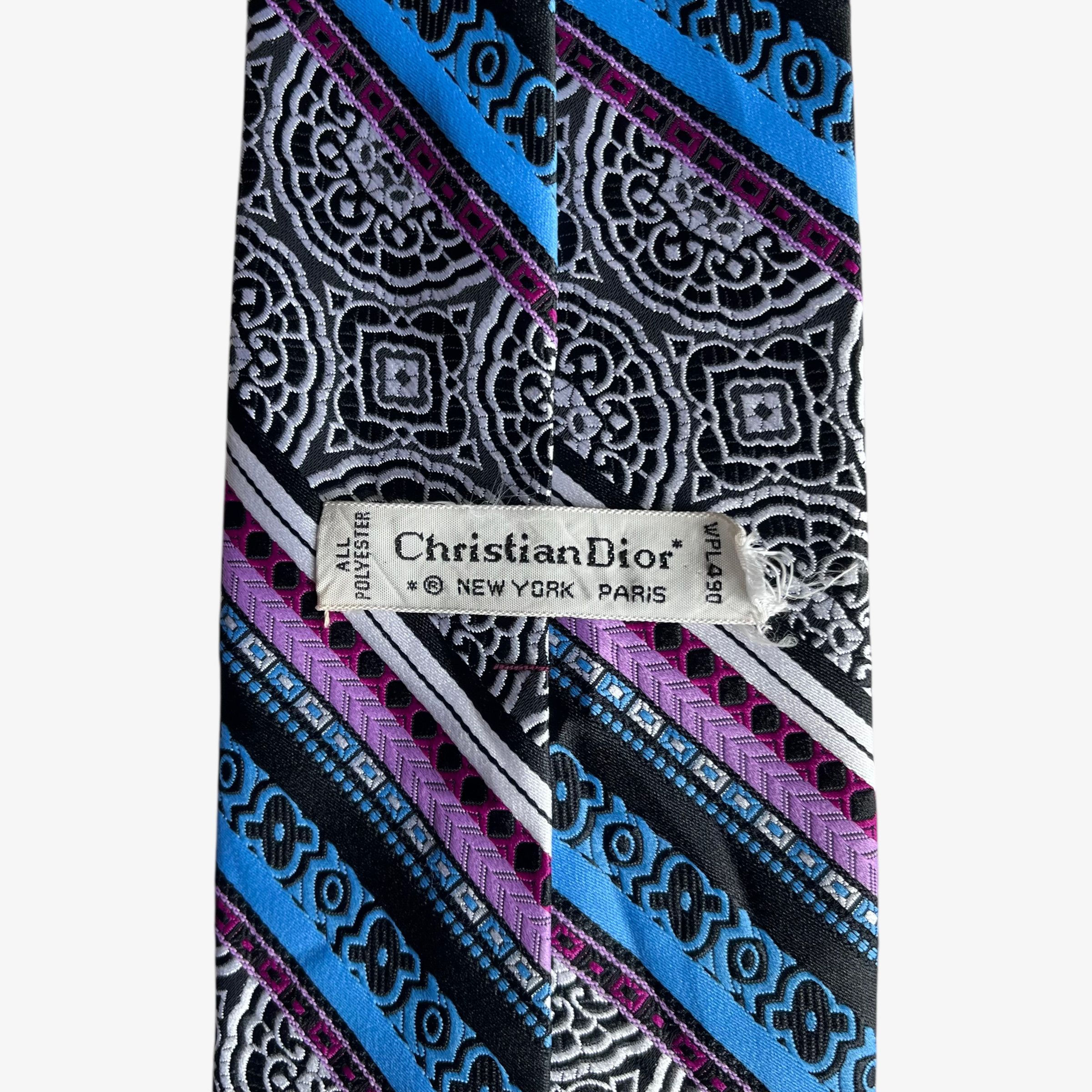Dior Vintage 80s Christian Dior Abstract Floral Print Striped Tie Size ONE SIZE - 2 Thumbnail