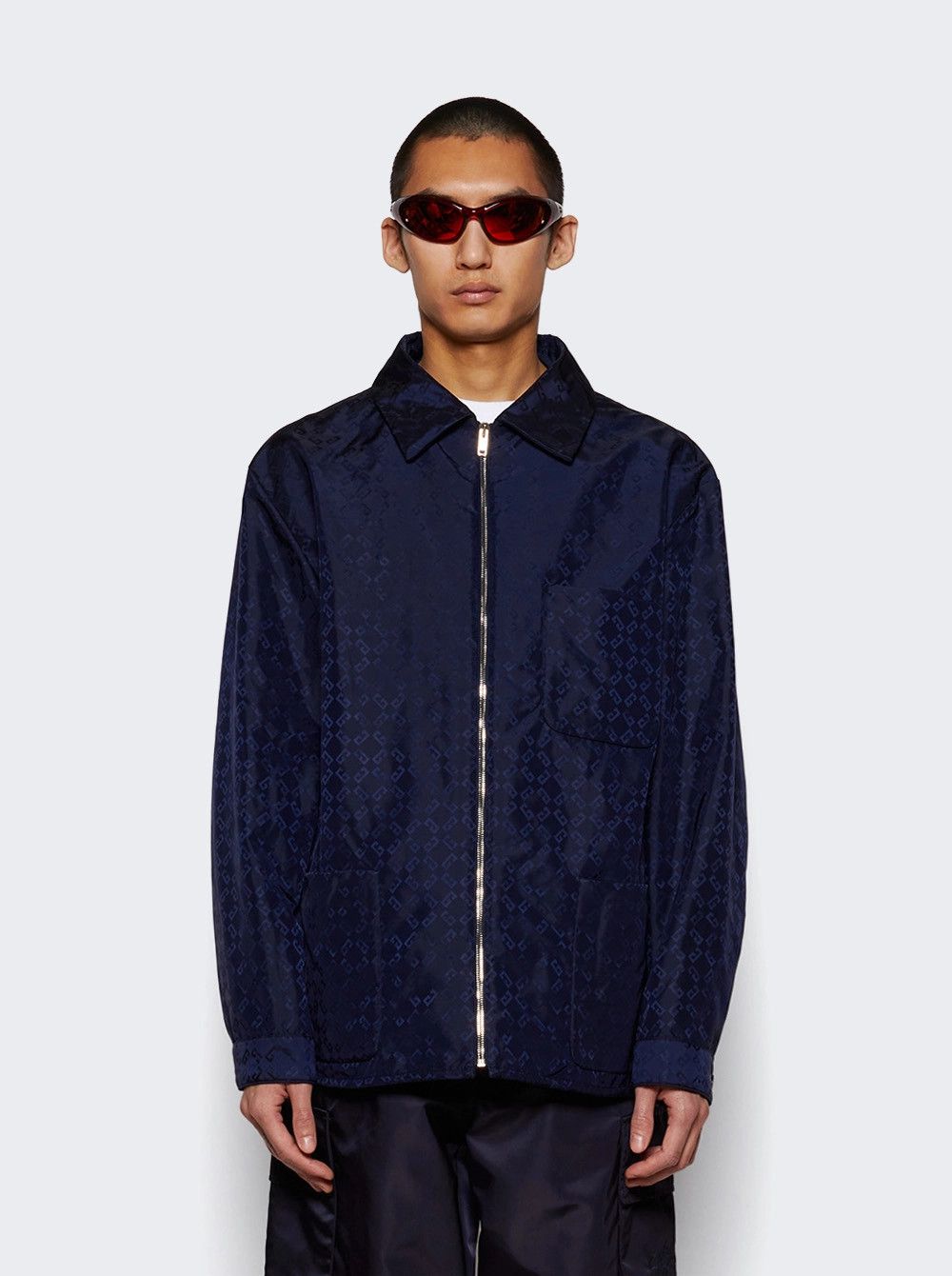 Givenchy o1mle0426 Over shirt in Monogram 72 Jacquard in Blue Size US L / EU 52-54 / 3 - 2 Thumbnail
