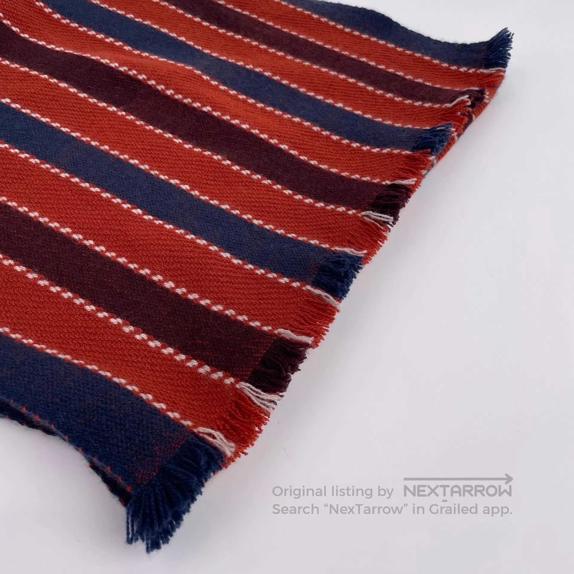 Loro Piana LORO PIANA Red and blue striped color block scarf| Size ONE SIZE - 4 Thumbnail