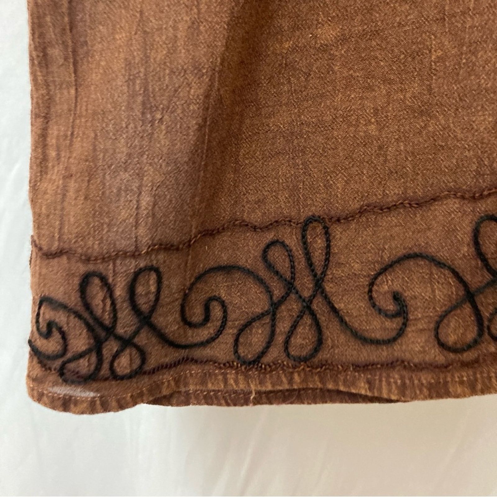 Vintage Vintage! Indonesian Embroidered Brown Tunic Shirt Top Size M / US 6-8 / IT 42-44 - 7 Thumbnail